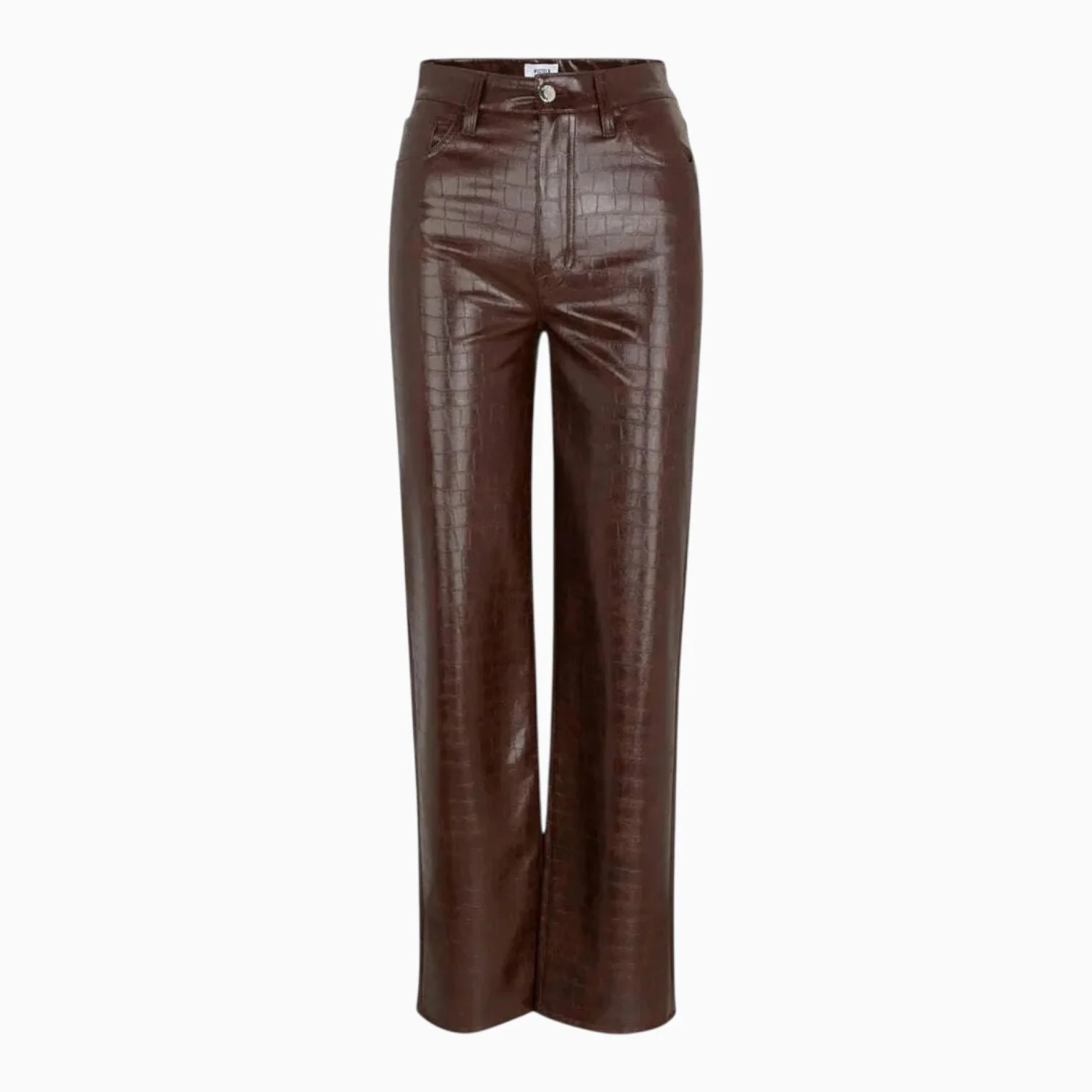 Brown Faux Leather Straight Leg Pants