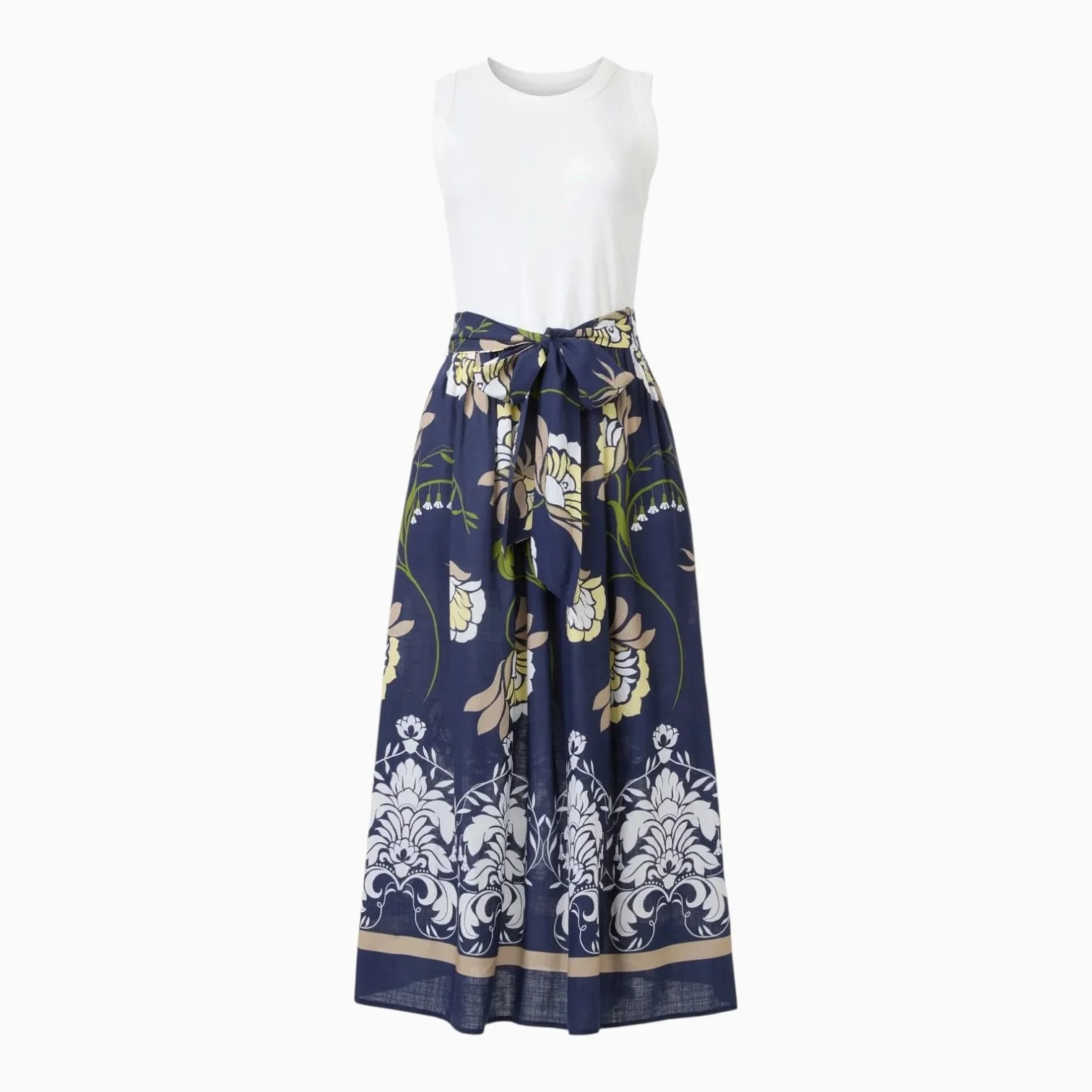 Floral Contrast Midi Dress