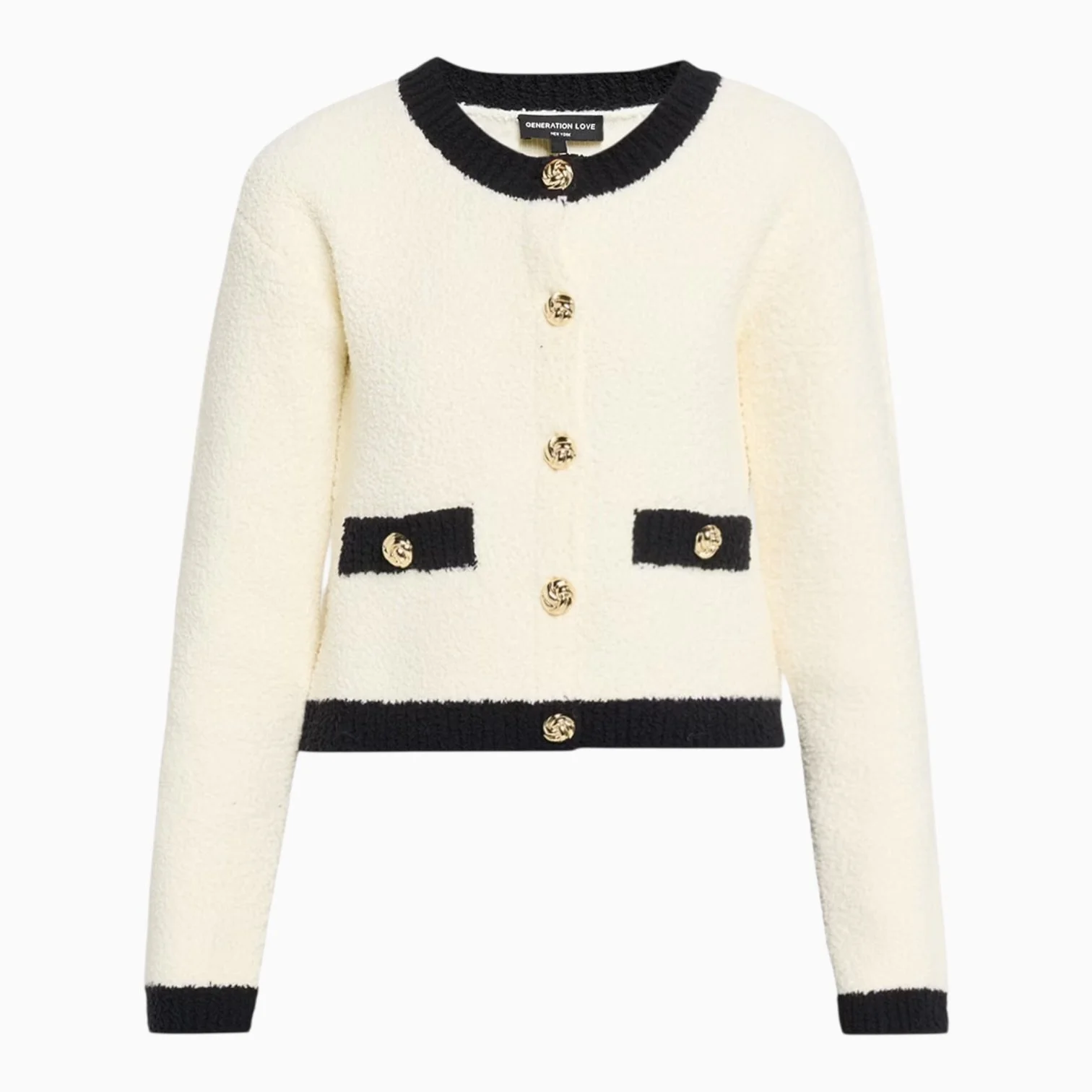 Cream Boucle Knit Cardigan