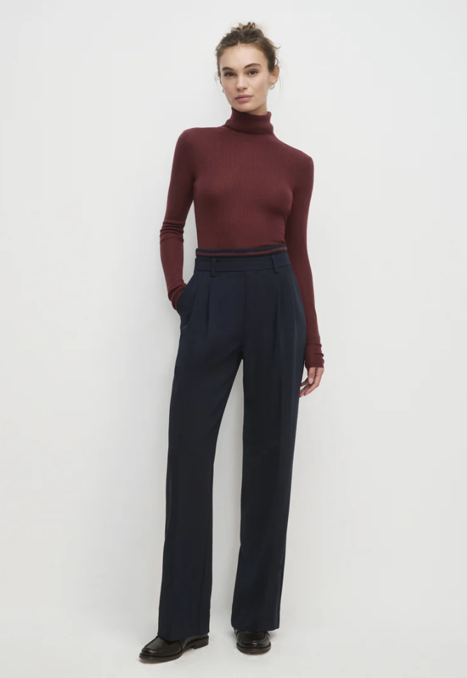 Navy/Vino Wide Leg Trousers