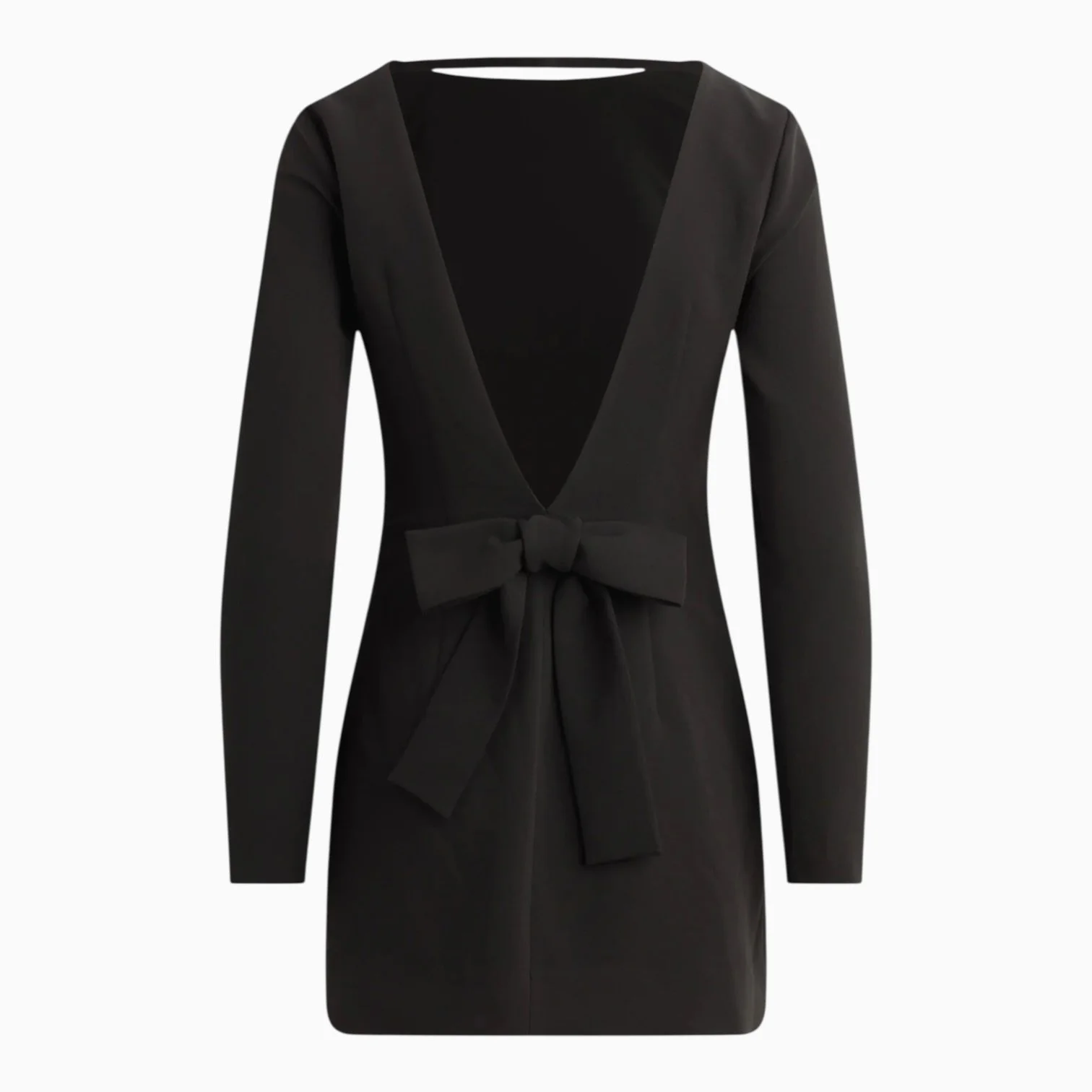 Black Elevated Long Sleeve Mini Dress