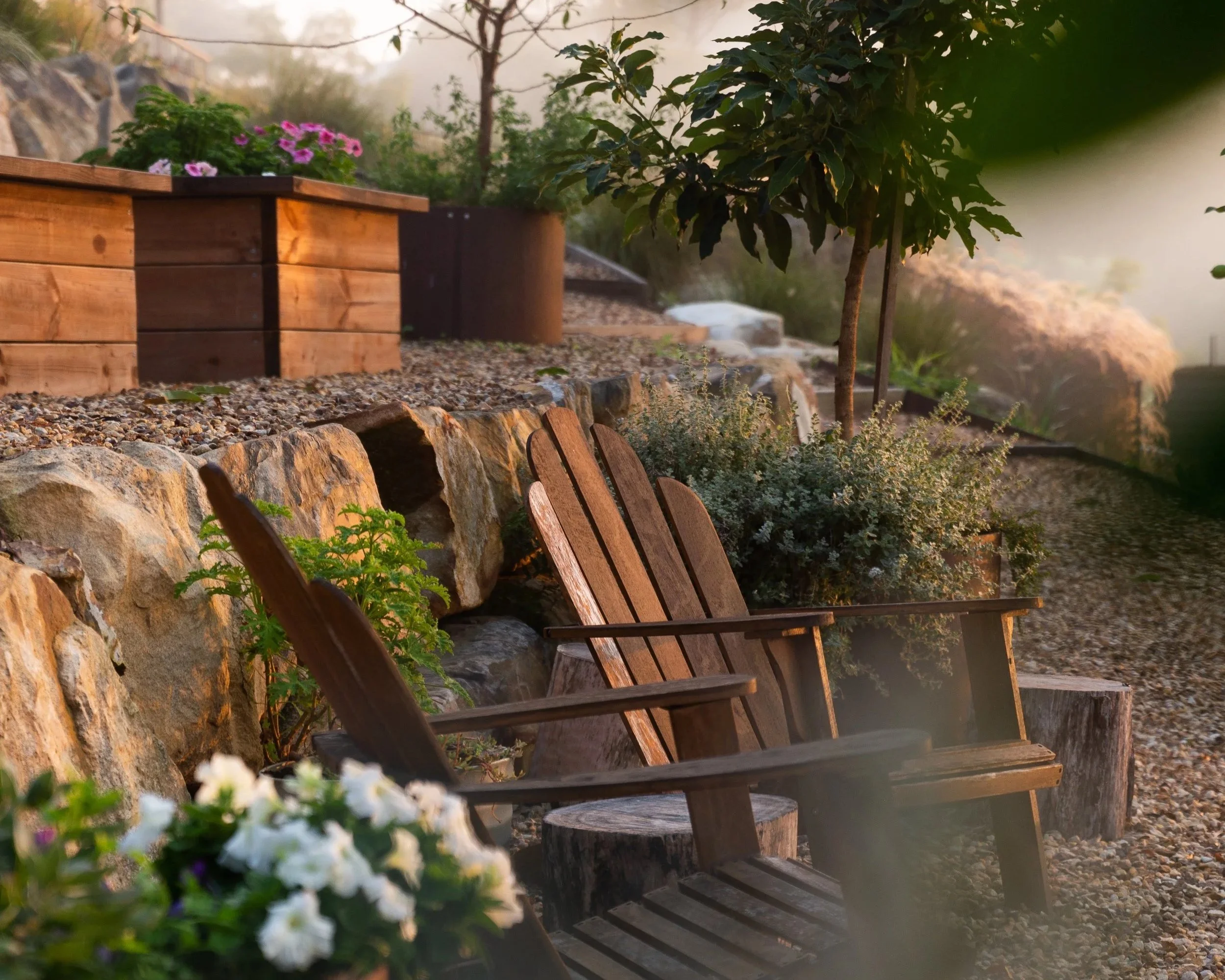 two adirondack chairs where we can sit for a landscape consultation