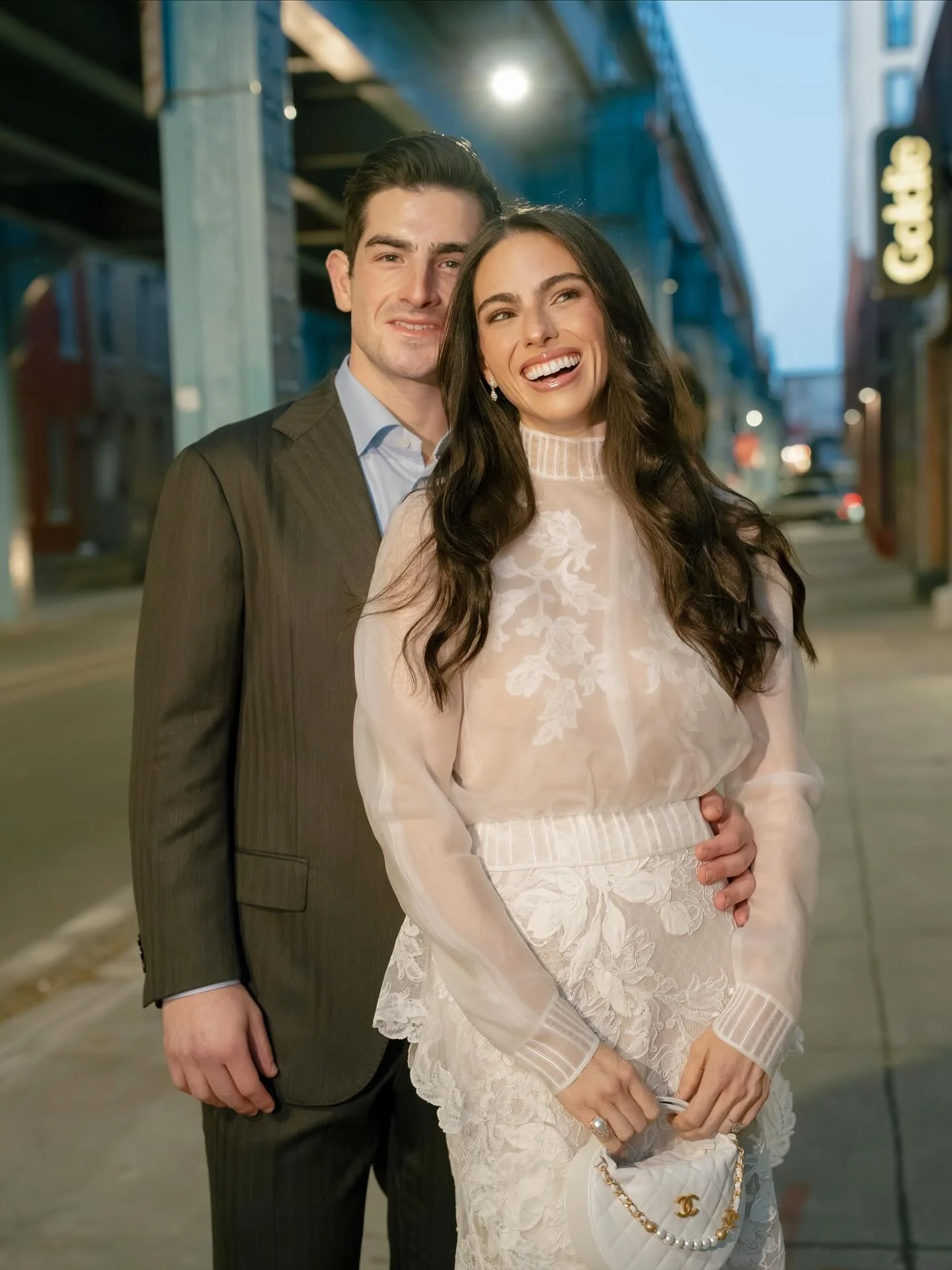 We have been so looking forward to sharing all of the magic from Jenna &amp; Jeremy&rsquo;s wedding weekend!! Kicking things off with these fab rehearsal dinner portraits by @sammblake featuring Jenna&rsquo;s bespoke @daniellefrankelstudio look. It w