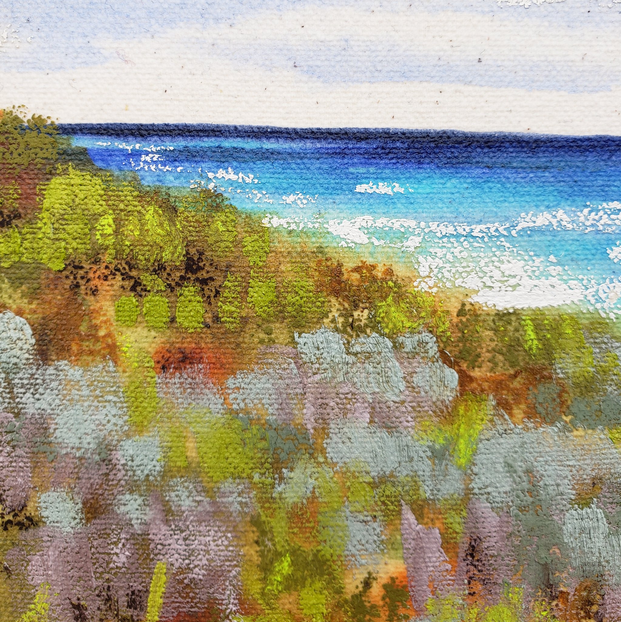 Framed mixed media seascape Isla Contoy
