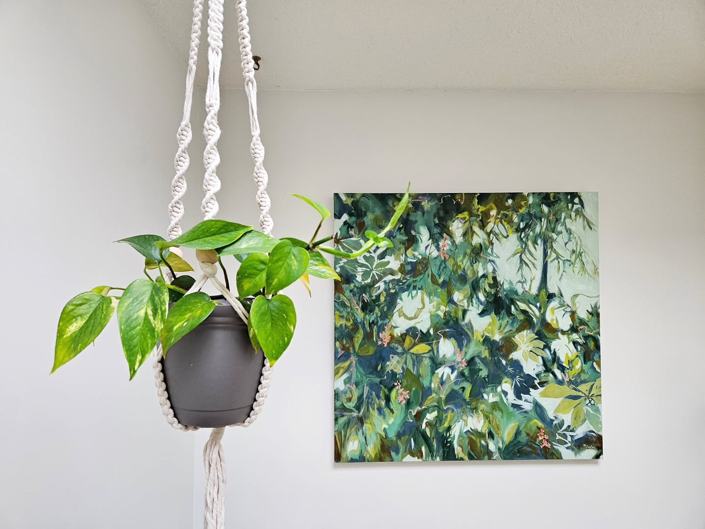 Took this photo months ago and never shared it. &quot;Not Lost&quot; is living in the best room in the house if you ask our plants. The master bath has a huge skylight, which lets in the most beautiful light for plants and art alike. The pothos, pict