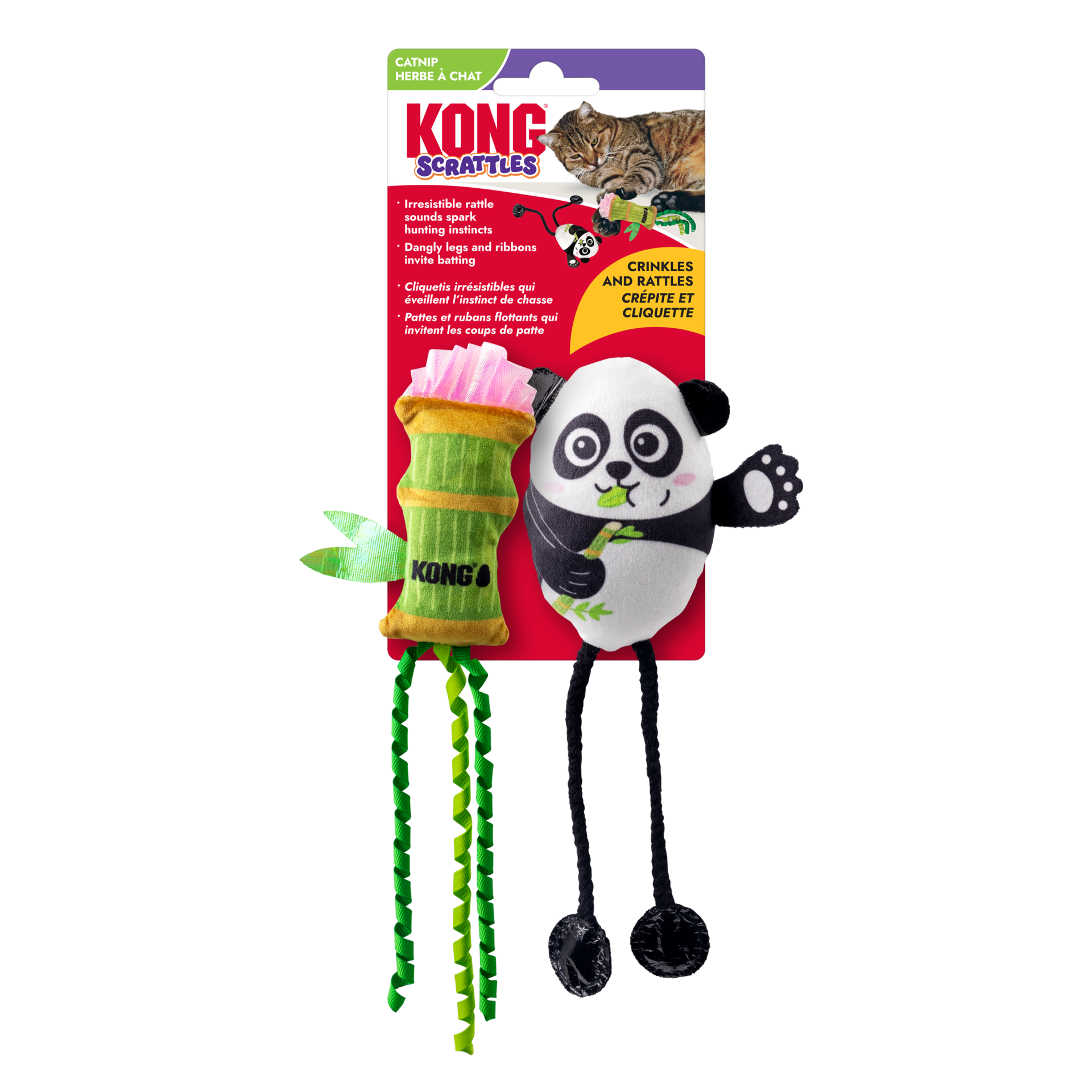 KONG® Scrattles Panda Cat Toy w/ Catnip – 2 pk.