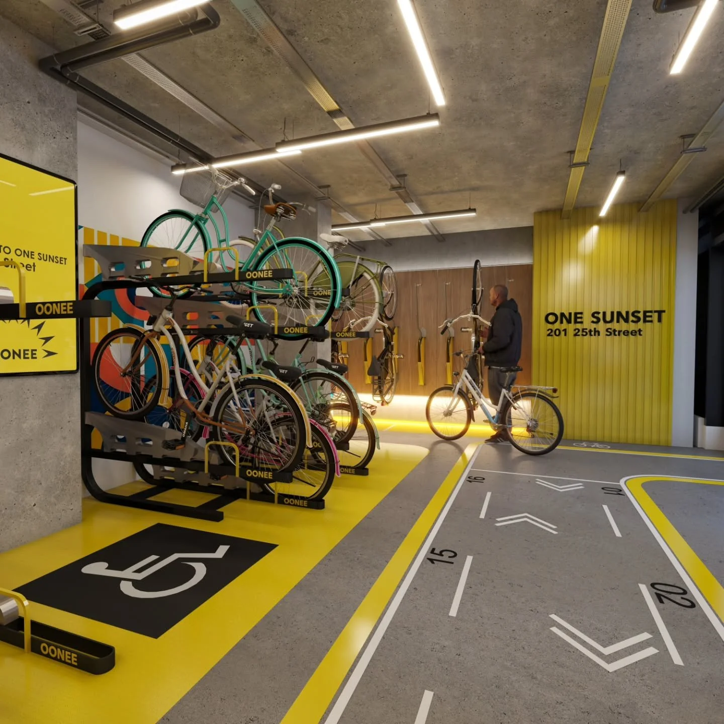 More good news for @onesunsetbk! We have signed a lease with @ooneepod to open the city's first indoor bike parking hub at our building in Sunset Park. The new space will provide 95 secure bicycle parking spaces, exterior charging stations, and servi