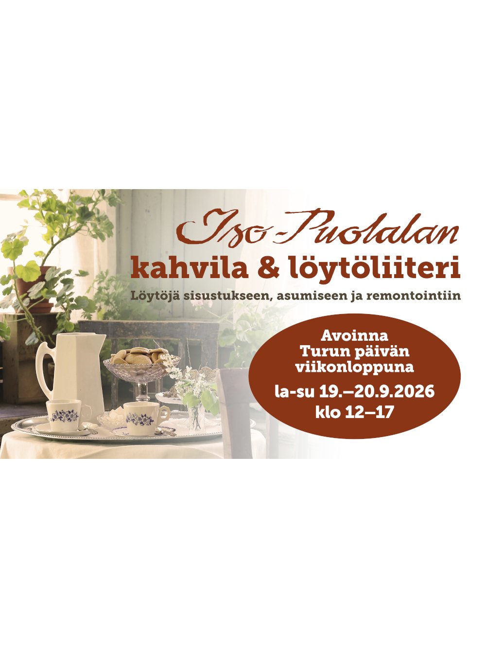 Iso-Puolalan Kahvila ja Löytöliiteri ovat avoinna Turun päivän viikonloppuna 