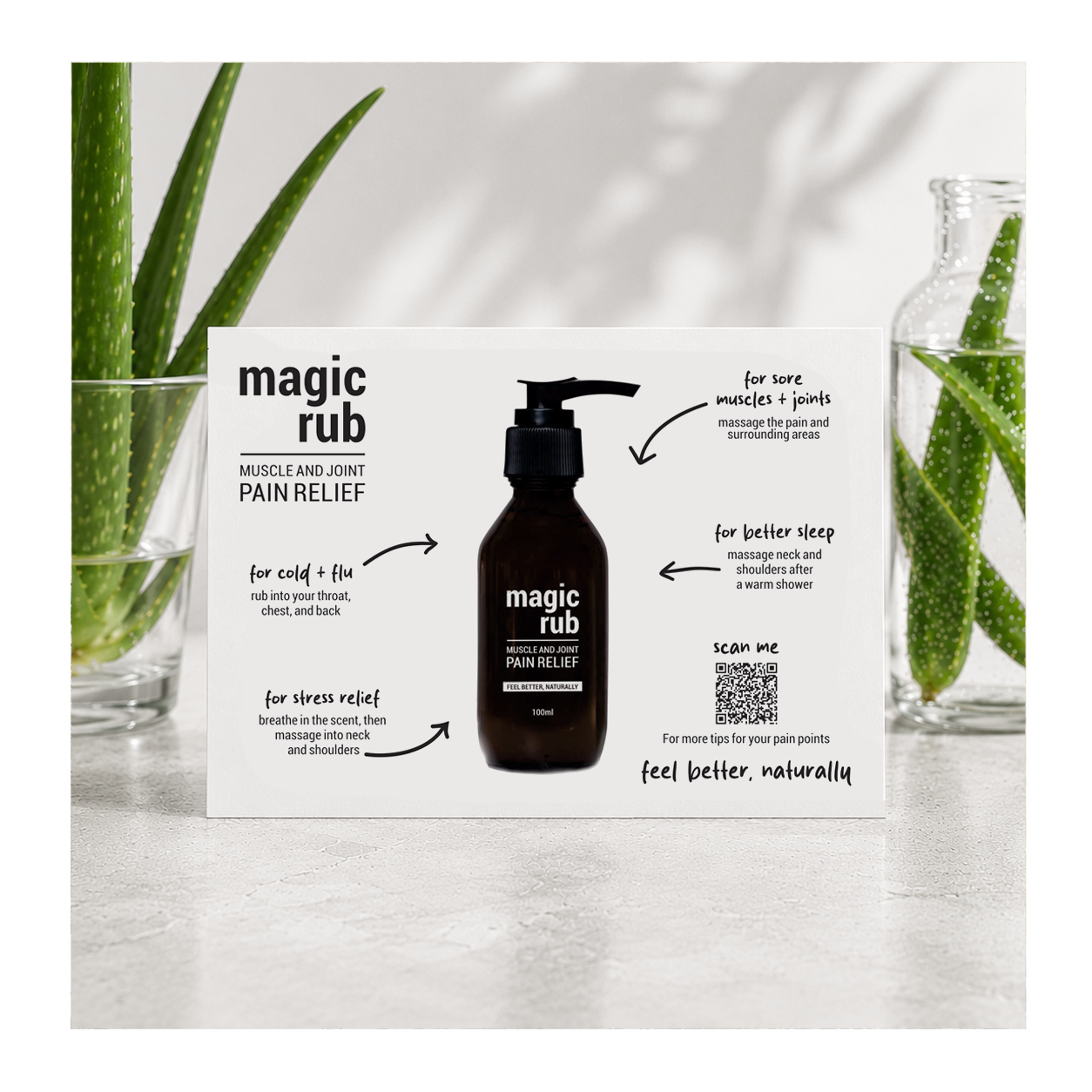 'How to Use' card design for Magic Rub designed by Sea Pixel Creative