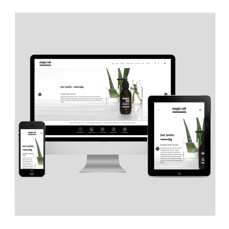 E-commerce Squarespace website design for Magic Rub by Sea Pixel