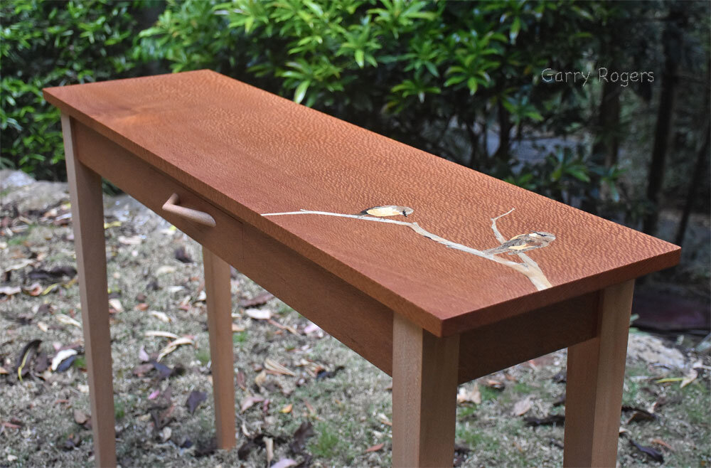 The Yellow Robin Hall Table in recycled northern and southern Silky-oak