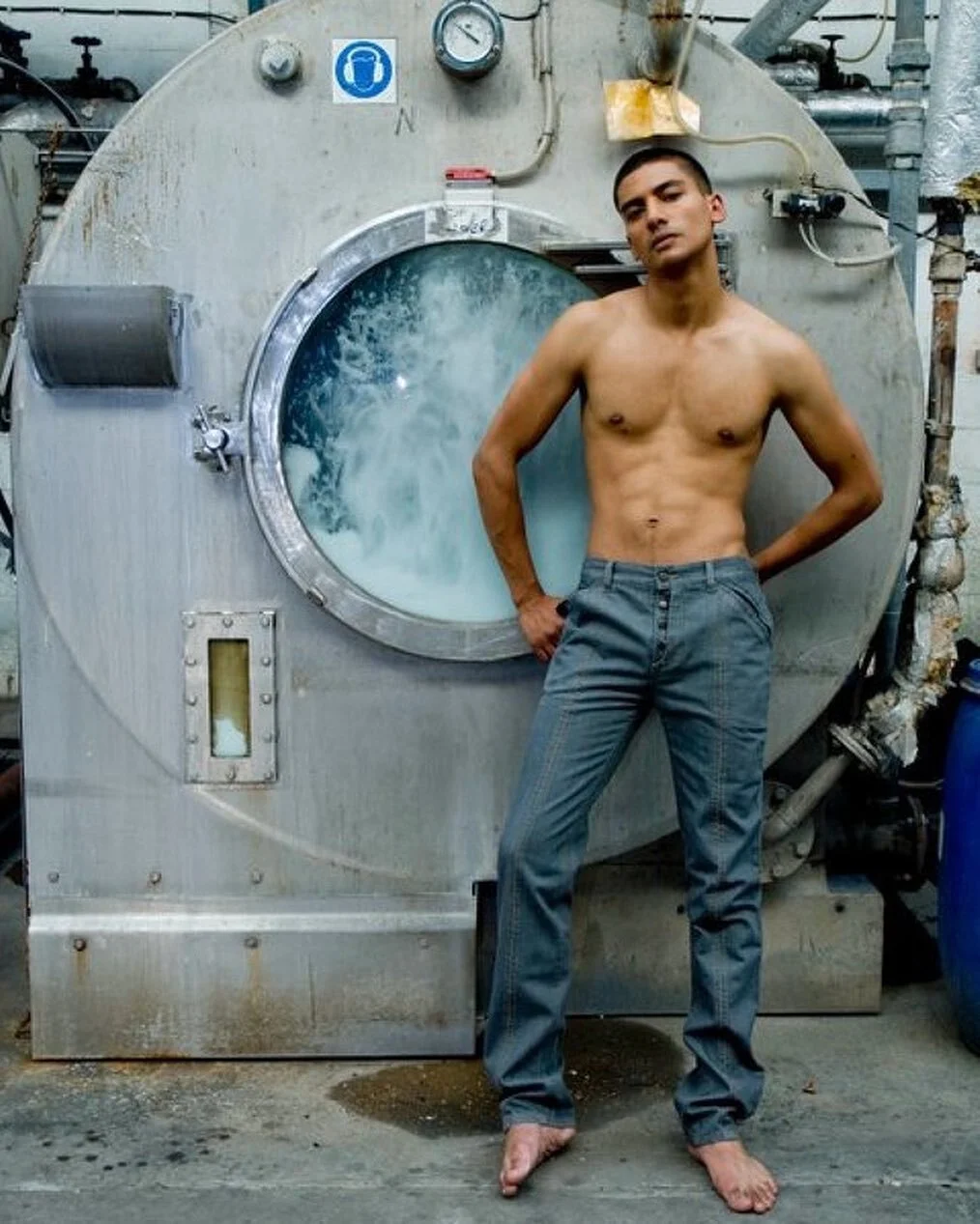 A shot from my own collection. This shoot tied together my history of growing up around the factory and my passion for design in a way I could have never imagined.

Funnily enough, I used to sit with my Gameboy in these washers with all the pumice st