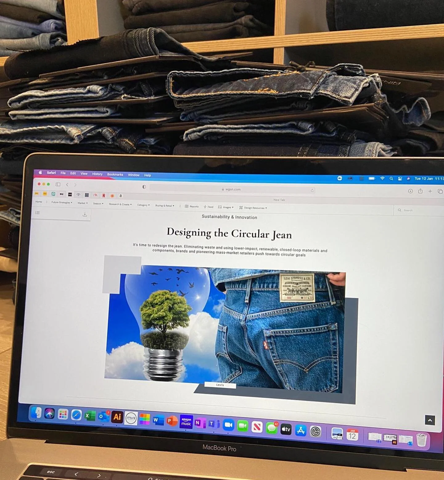 I&rsquo;ve been doing a lot of research on circularity at the moment. Designing for circularity means really thinking about everything going into the Jean - fibers, dyes, chemicals, trims - and how everything can be cycled back into the system for us