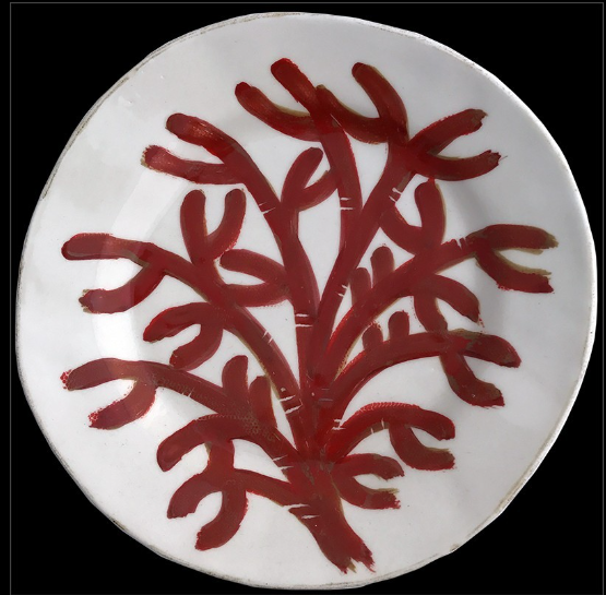 MAJOLICA GORGONIAN CORAL DESSERT PLATE