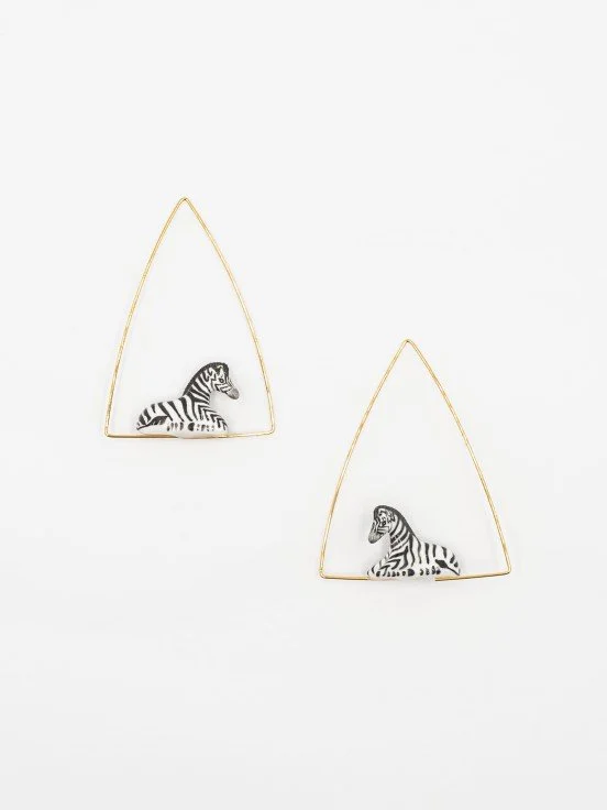 Earrings Zebra triangle
