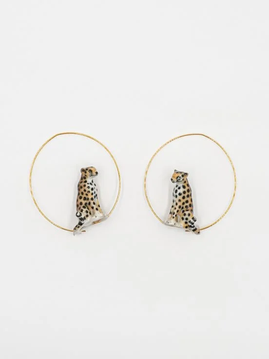 Earrings Leopard hoops