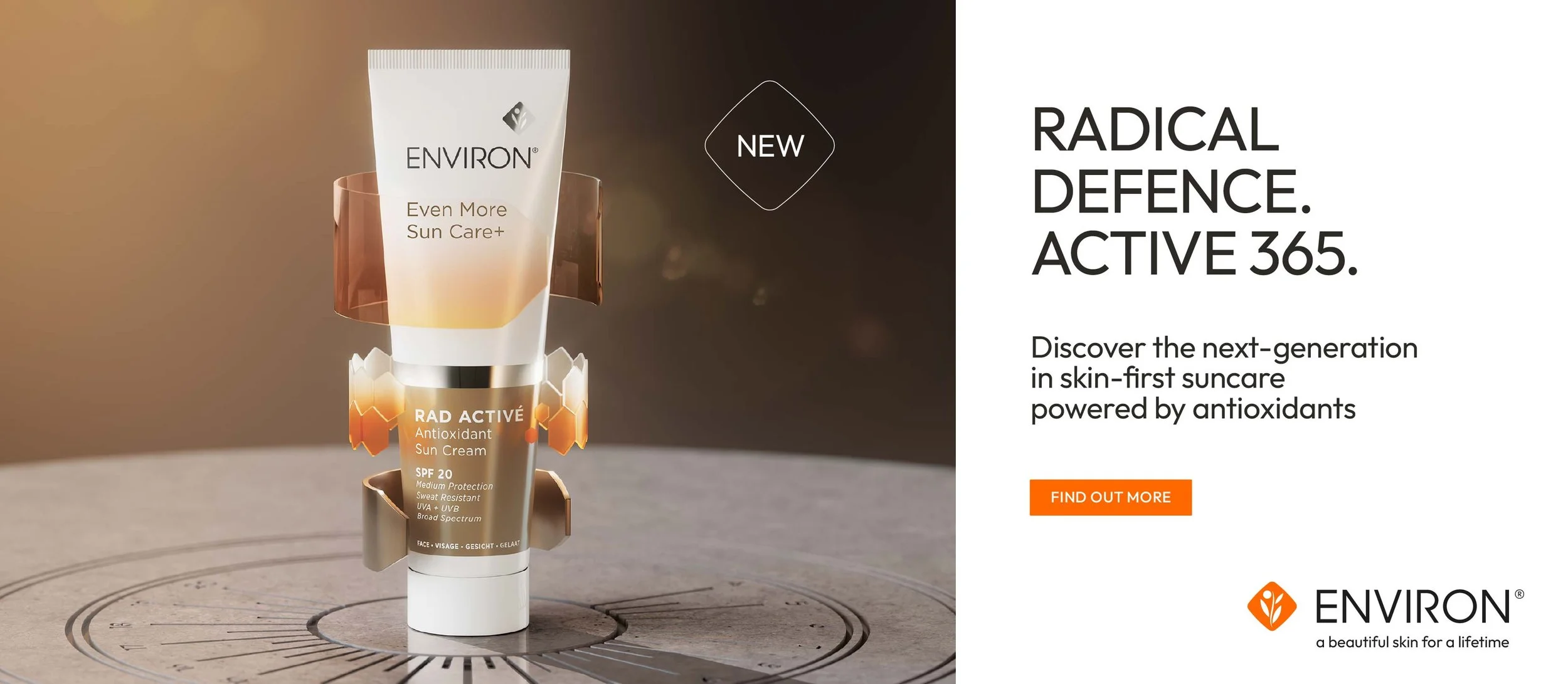 Environ RAD Active SPF antioxidant sun cream offering daily skin protection available at Milk & Honey Belfast