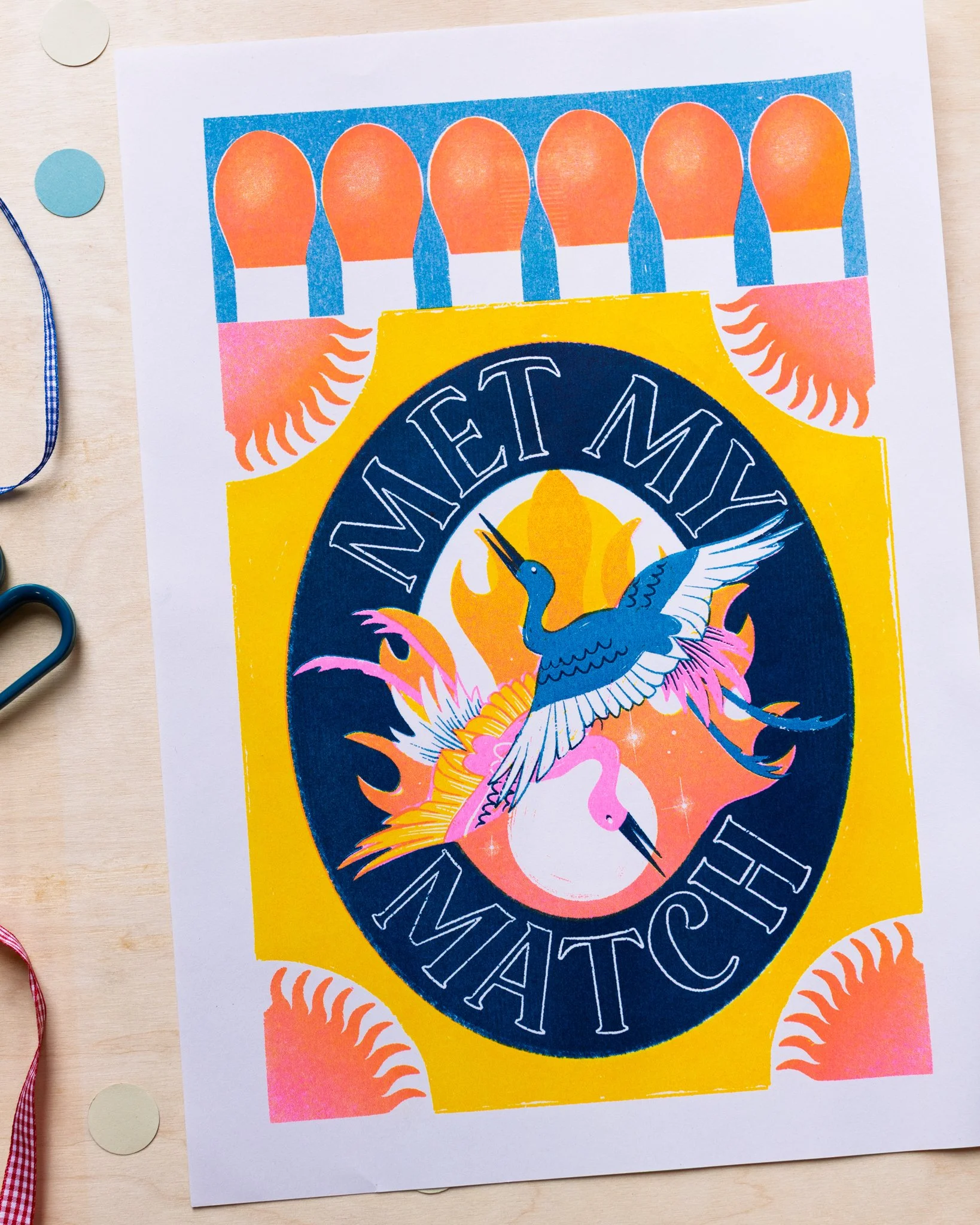 Met My Match A3 Risograph Print