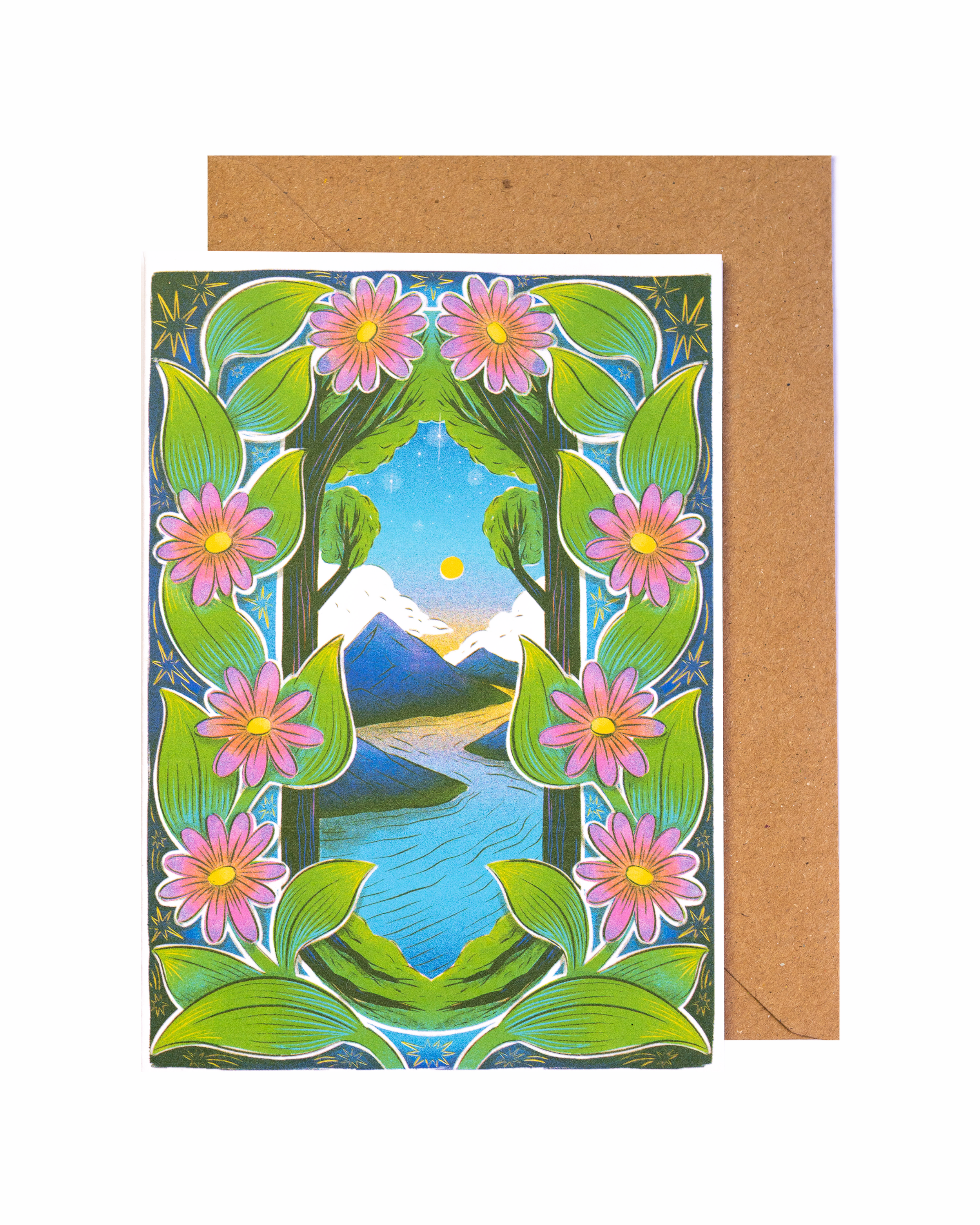 Flower Frame Landscape A6 Greetings Card