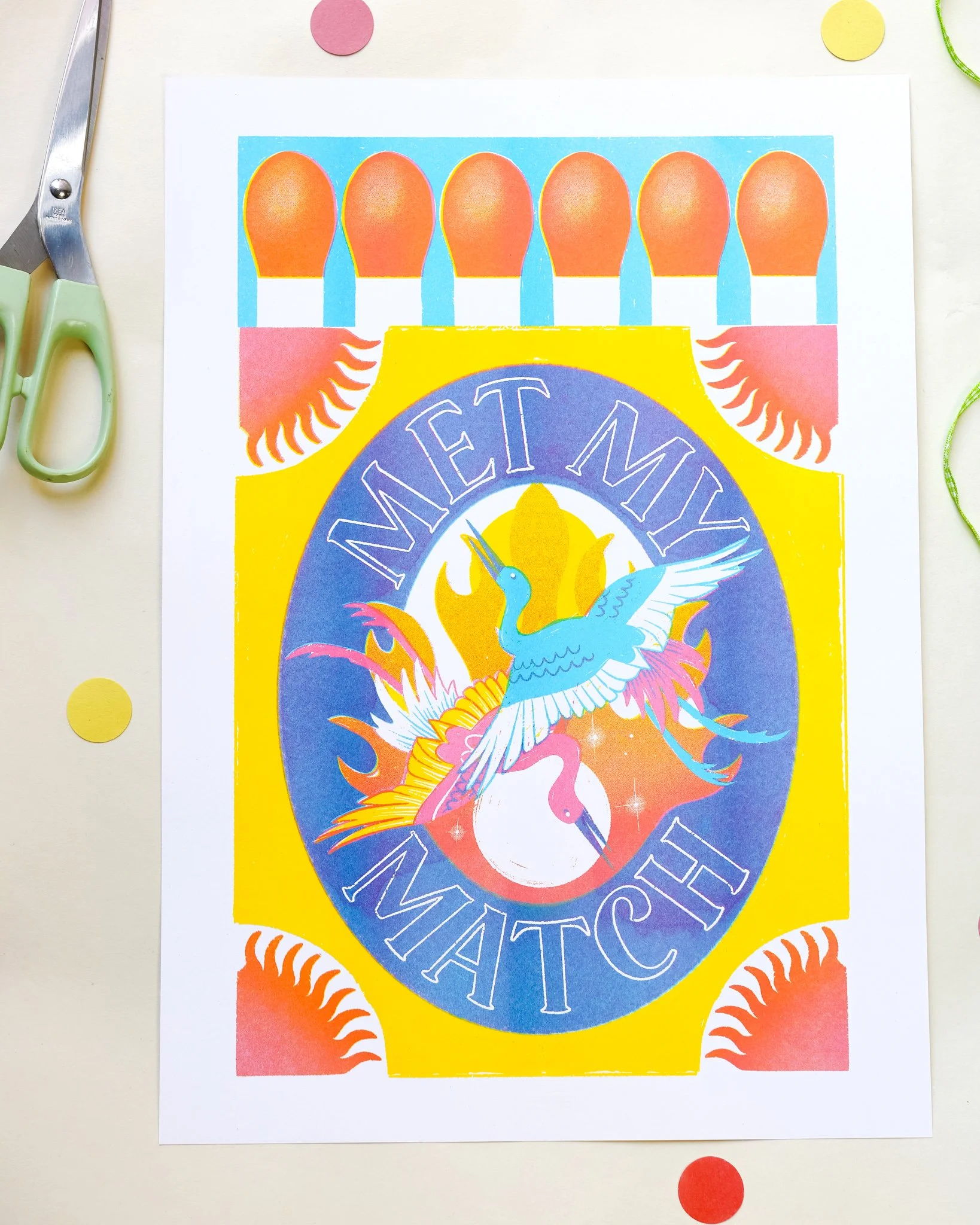Met My Match A3 Risograph Print
