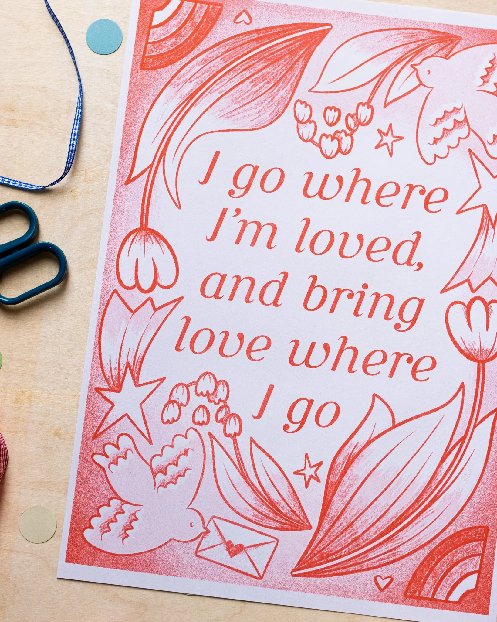 I Go Where I'm Loved A3 Risograph Print