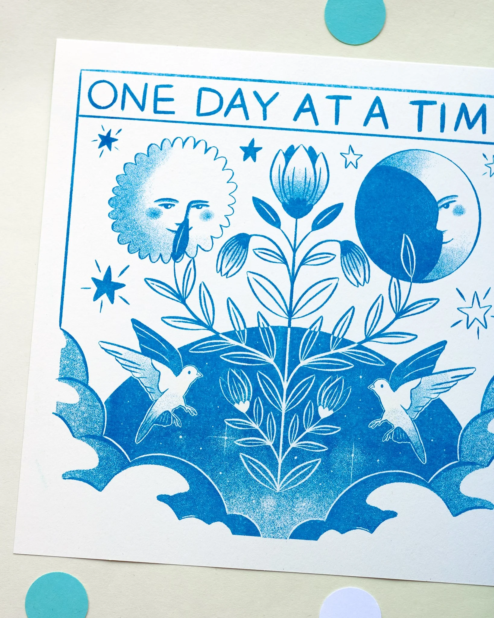 One Day at a Time Risograph Print