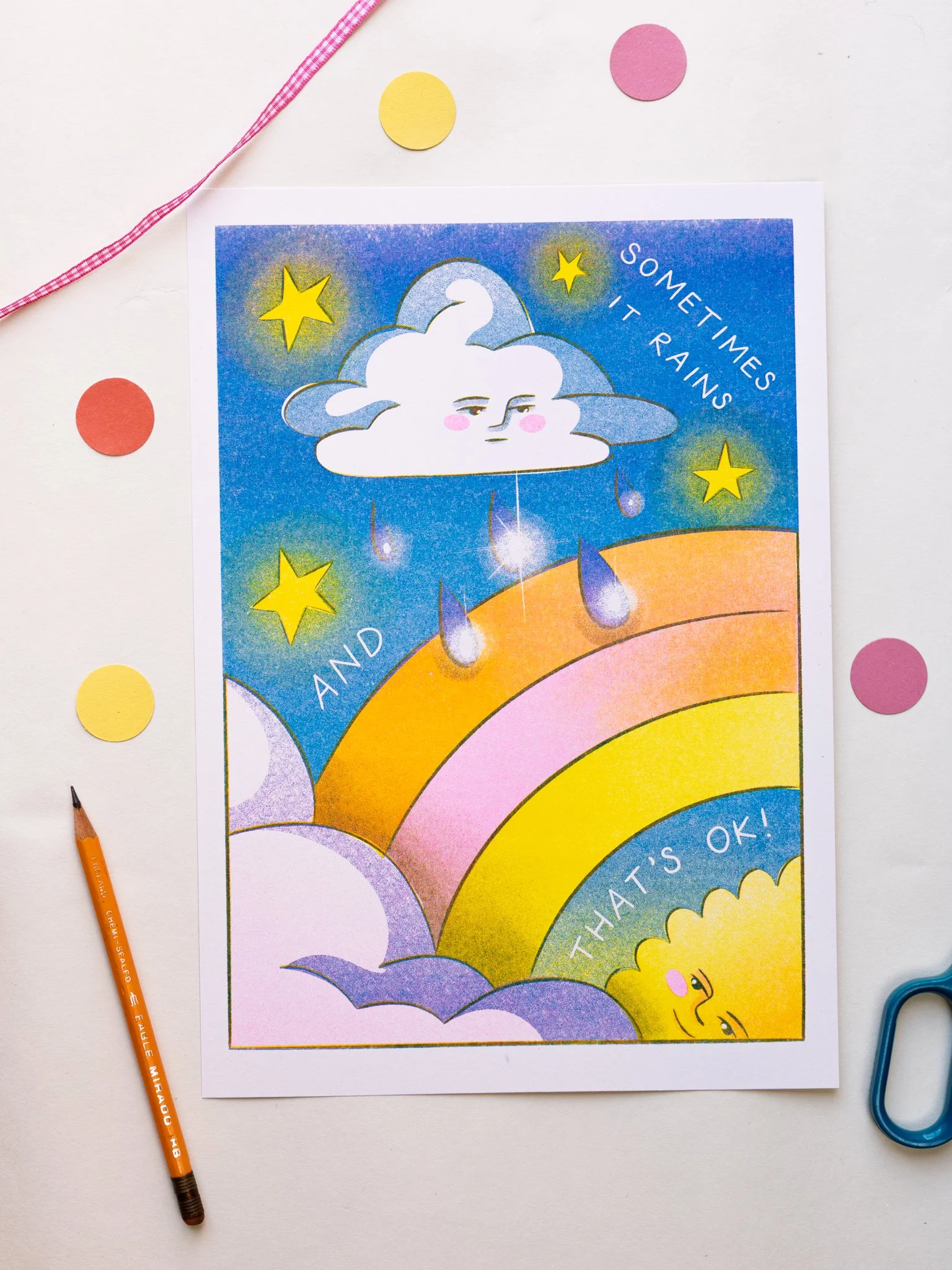 Sometimes It Rains A4 Riso Print