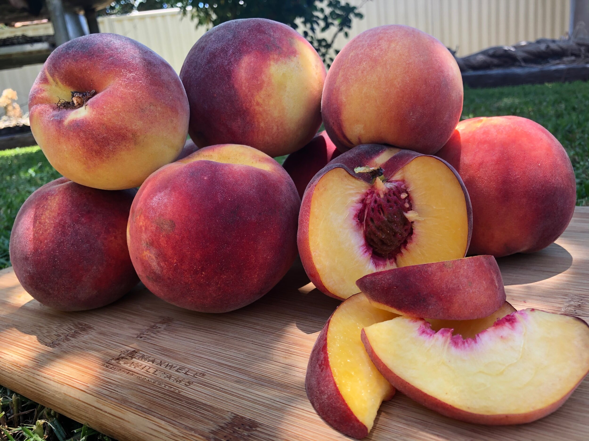 yellow and white peaches delivered weekly in our local fruit and veg produce boxes delivered to Bunbury, Busselton, Vasse, Dunsborough, Margaret River and Cowaramup 