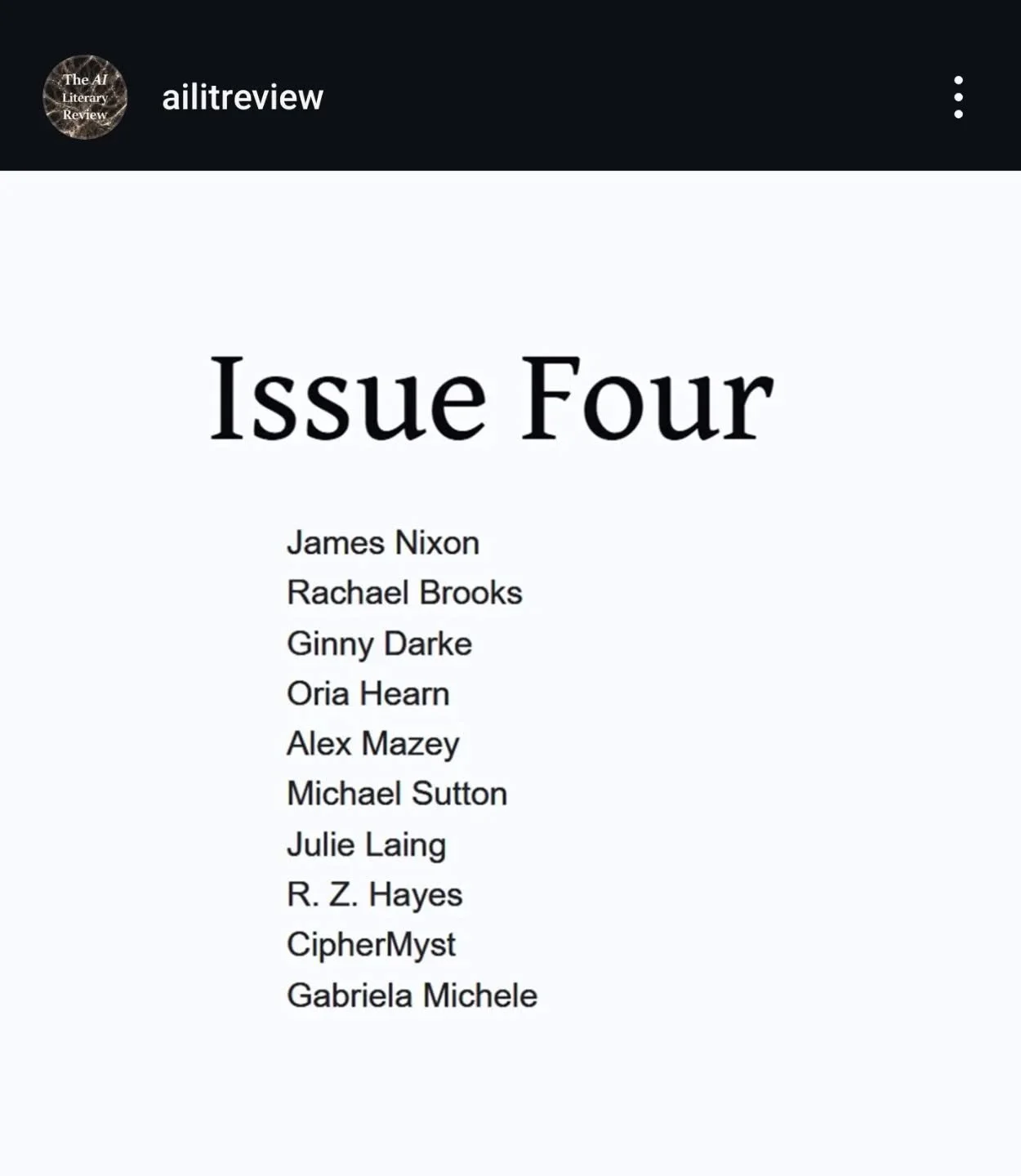 👉Issue 04 of the @ailitreview is out TODAY!

My poem &quot;Yield&quot; is featured, which was very fun to write collaboratively with AI.

The AI Literary Review is a journal of new poetry, created by humans, using artifical intelligence.