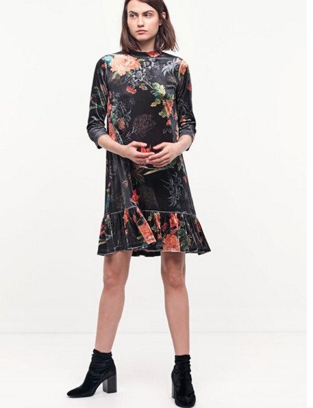 Sublimated floral print on velvet