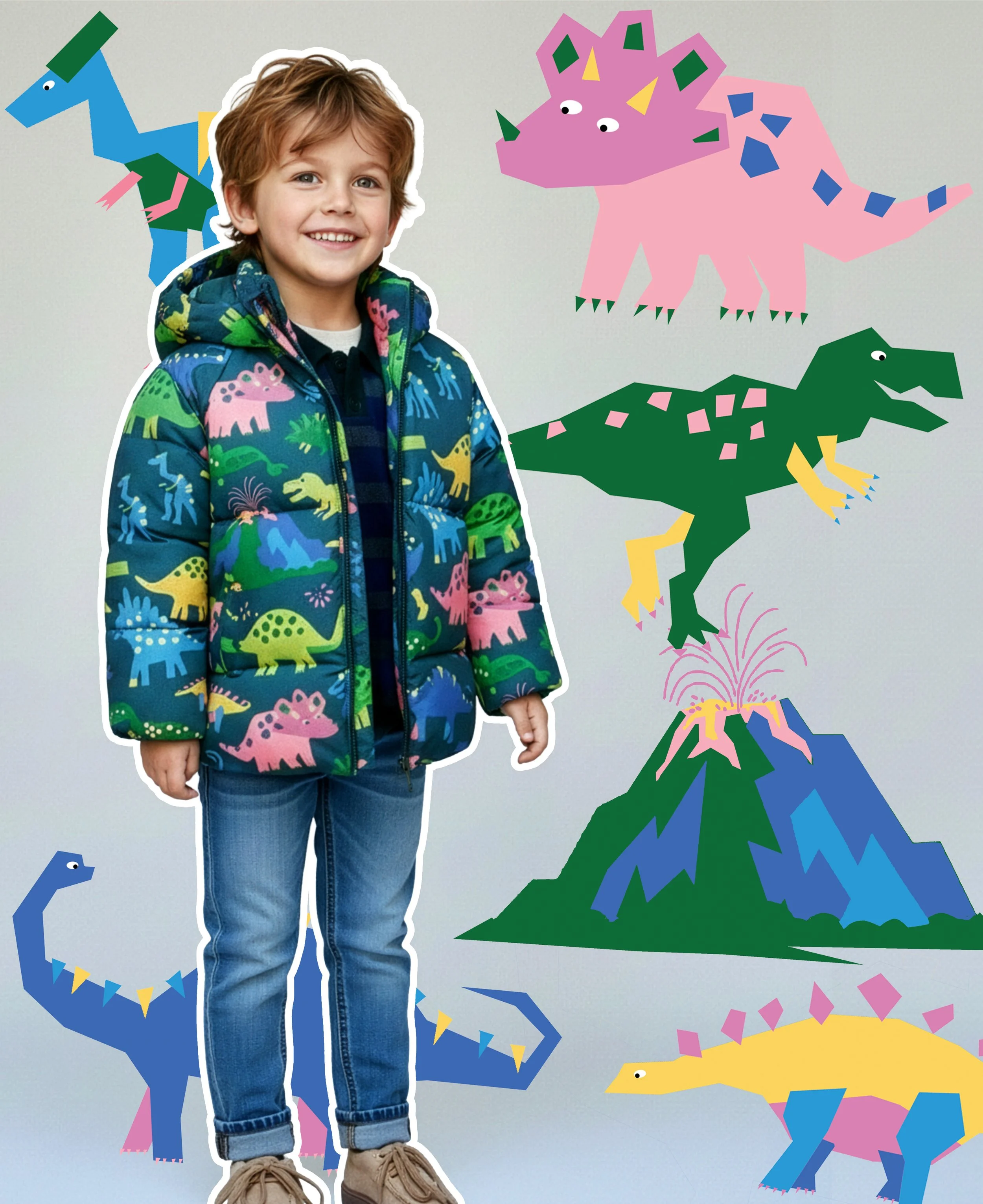 Dinosaur allover for jacket