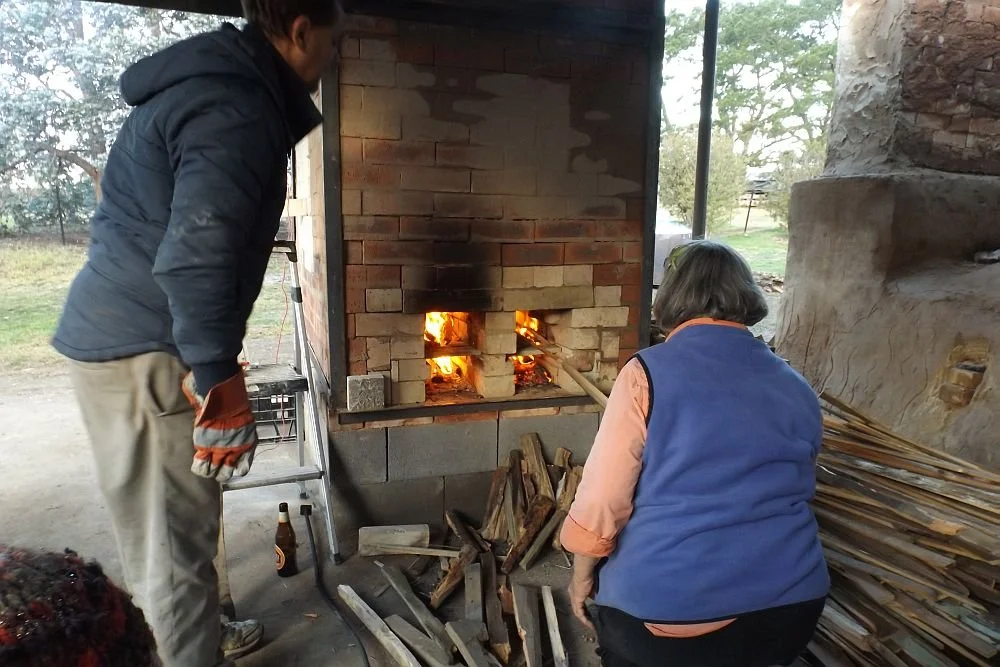 Feeding the fire box - first firing Day 5.jpg