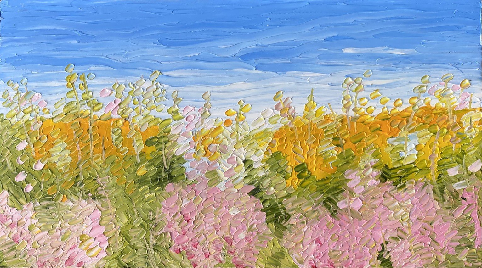 Poole _Yvonne_ Spring Wattle and Pink Blossom.JPEG