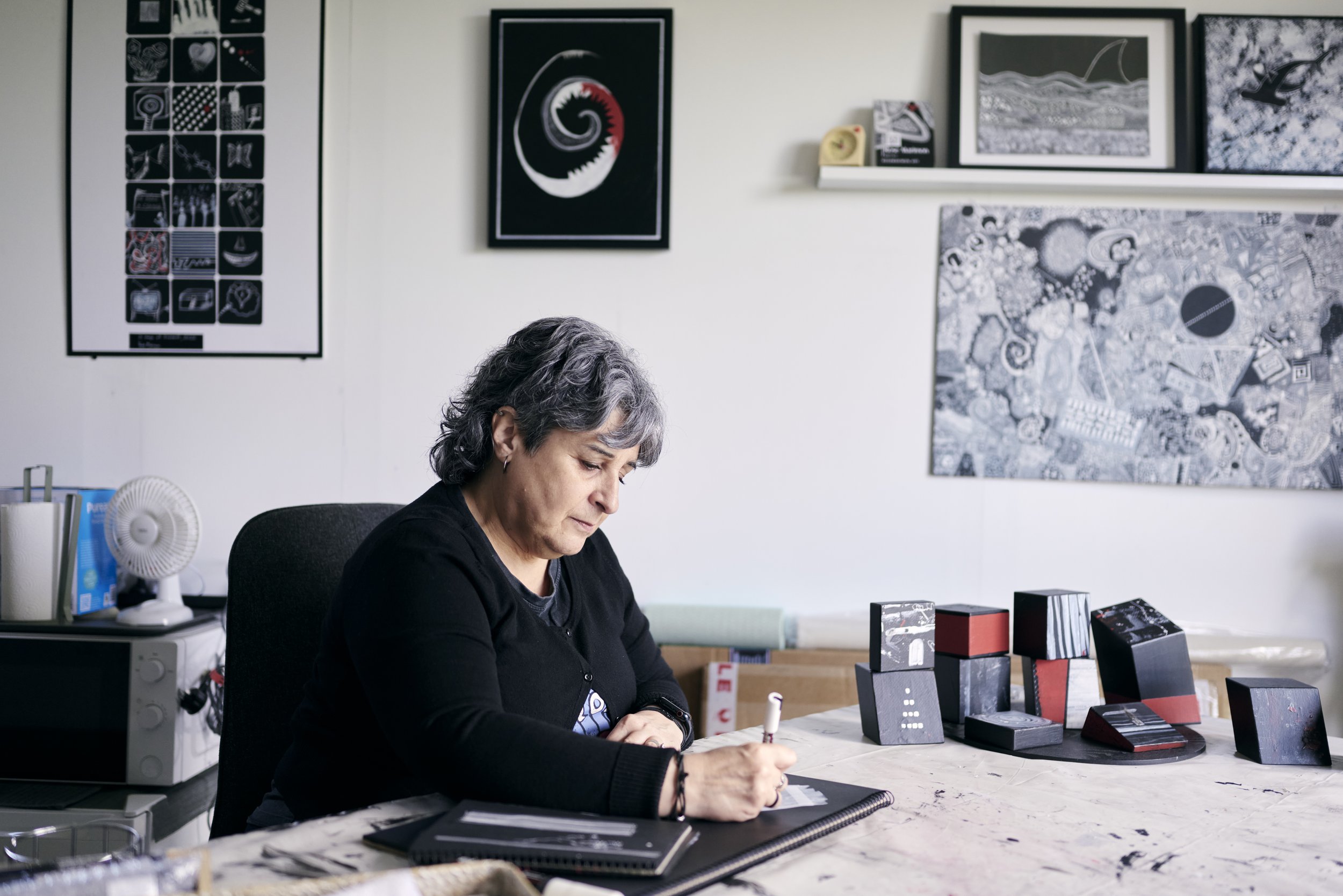 Rose Marimon in her studio, image by Pew Pew Studio for ArtsACT