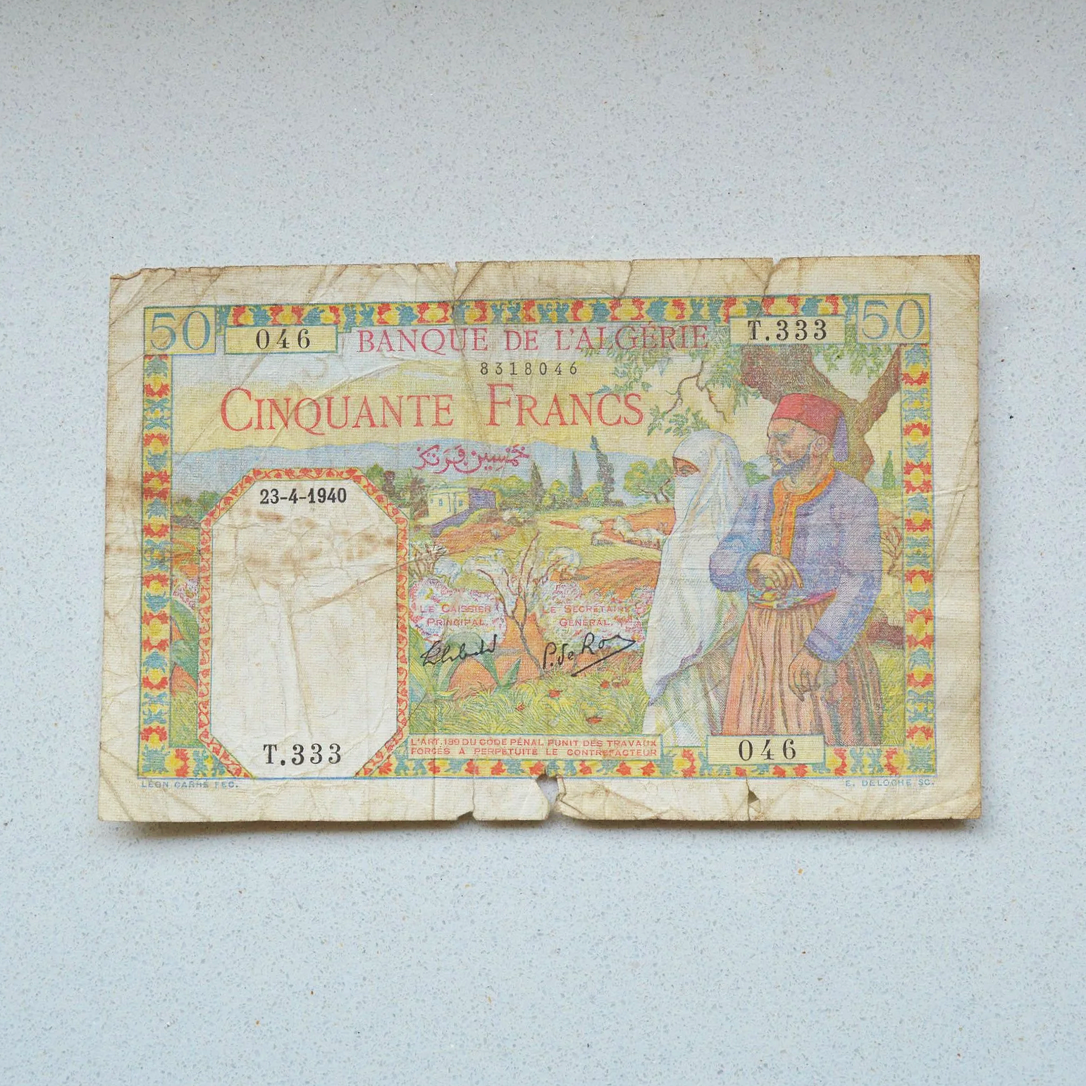 Algeria 1940 50 Francs - VG-10