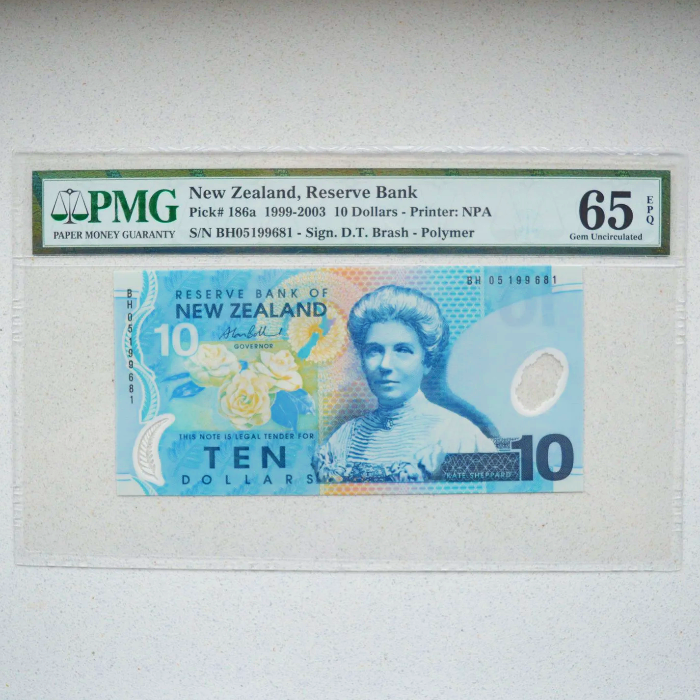 New Zealand 1999-2003 Polymer 10 Dollar - PMG Gem UNC-65 EPQ