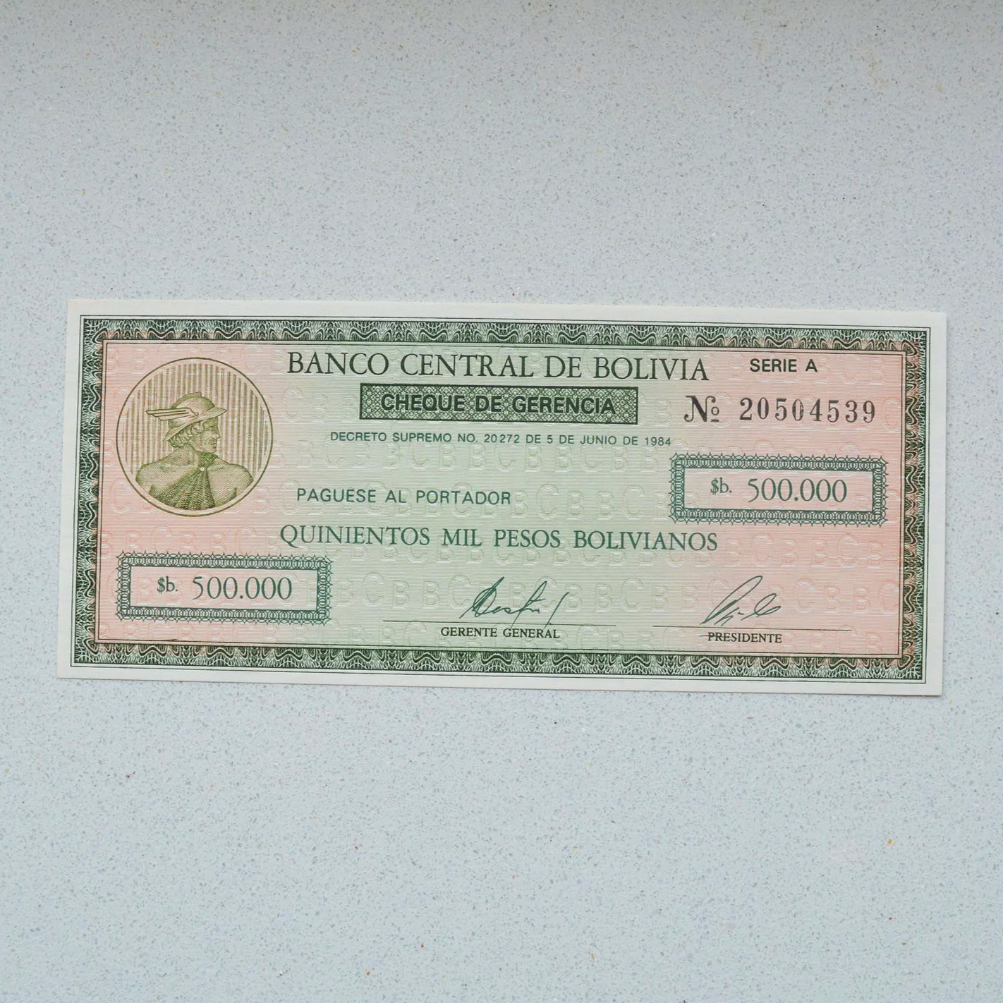 Bolivia 1984 500 000 Pesos - UNC-66