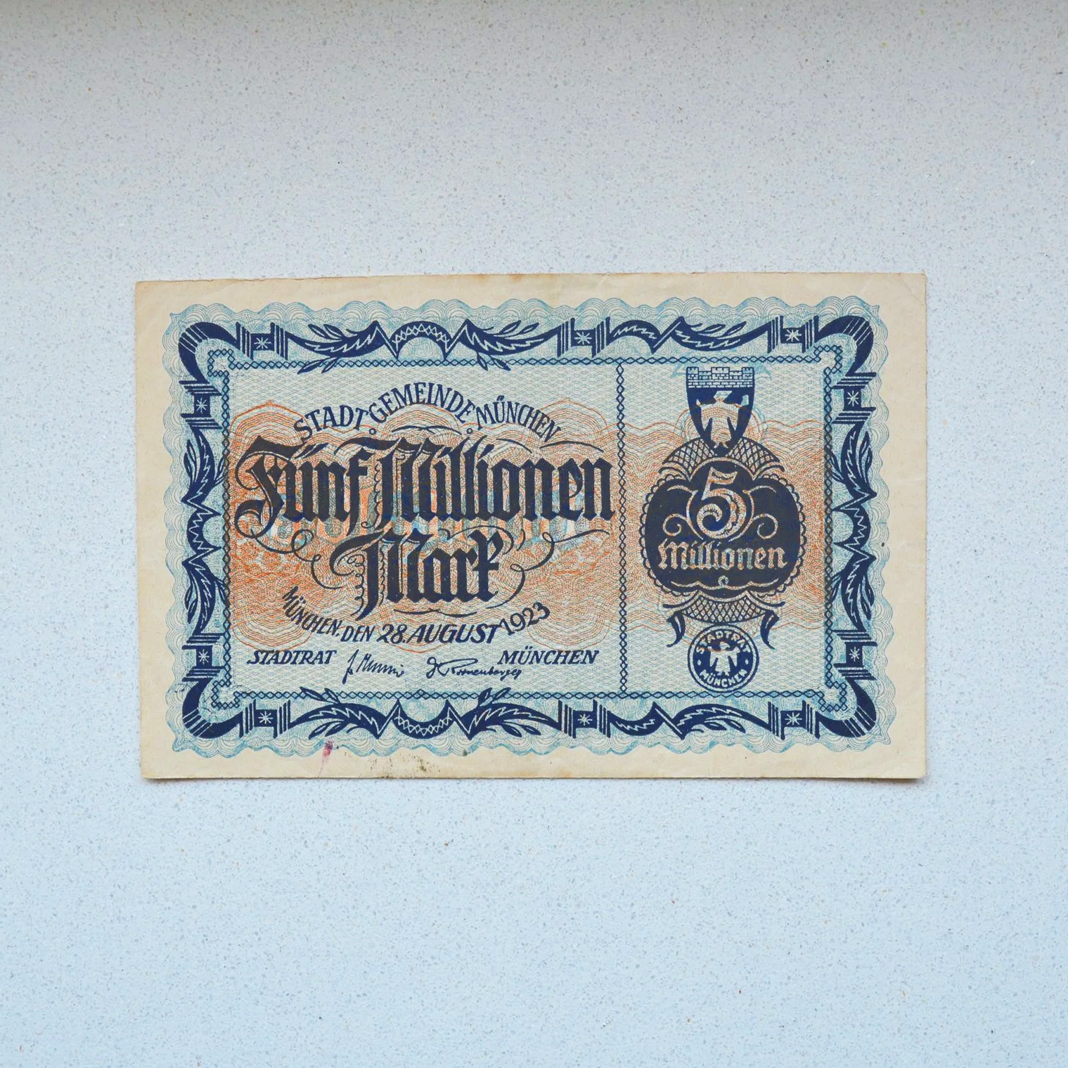 Germany (Munich) 1923 5 Million Marks - VF-35+