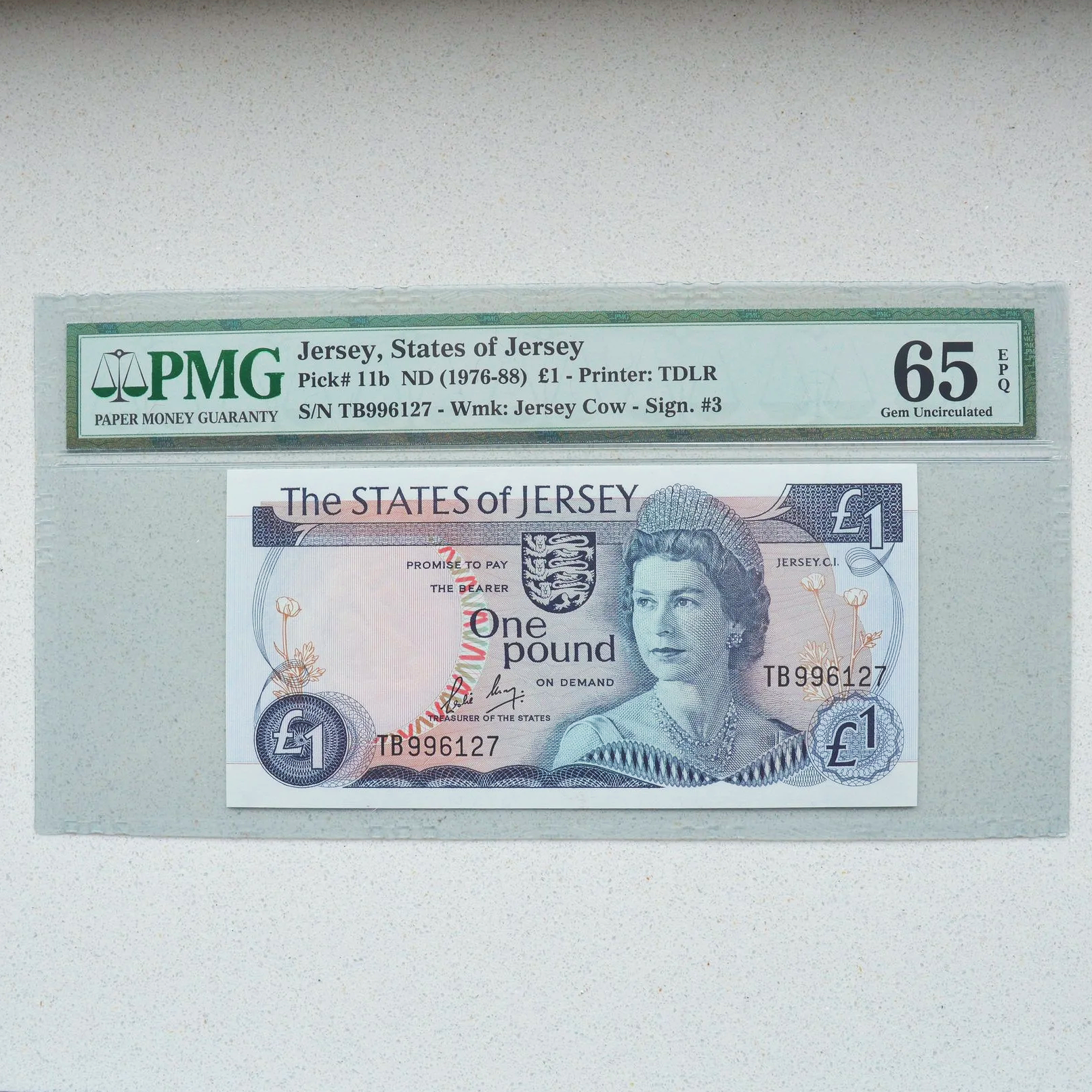 Jersey 1976 Pound - PMG Gem UNC 65 EPQ