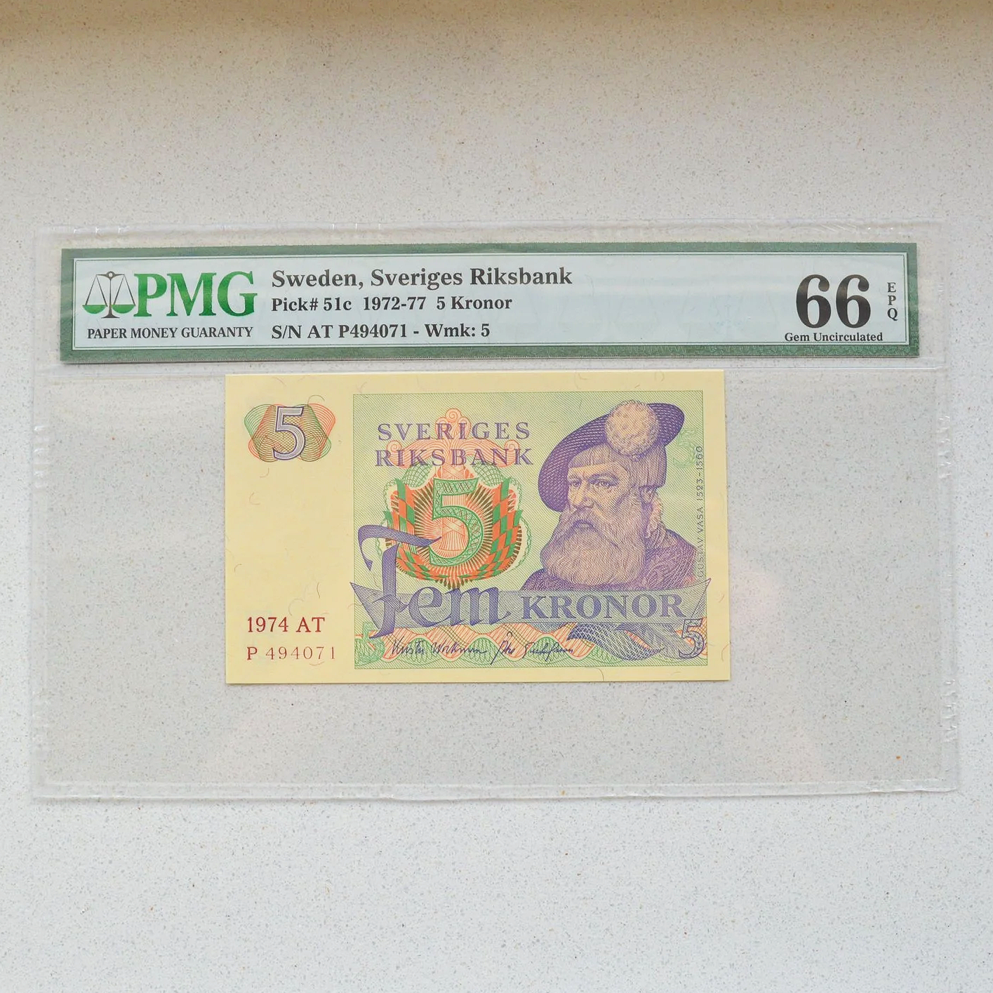 Sweden 1974 5 Kronor - PMG Superb Gem UNC 66 EPQ