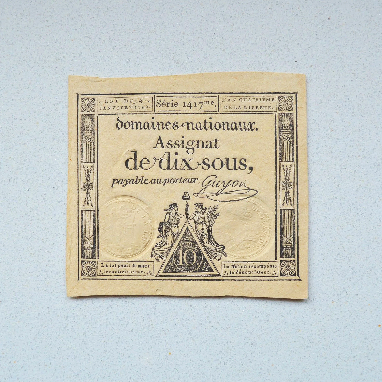 France 1792 Assignat de 10 Sous - UNC-63