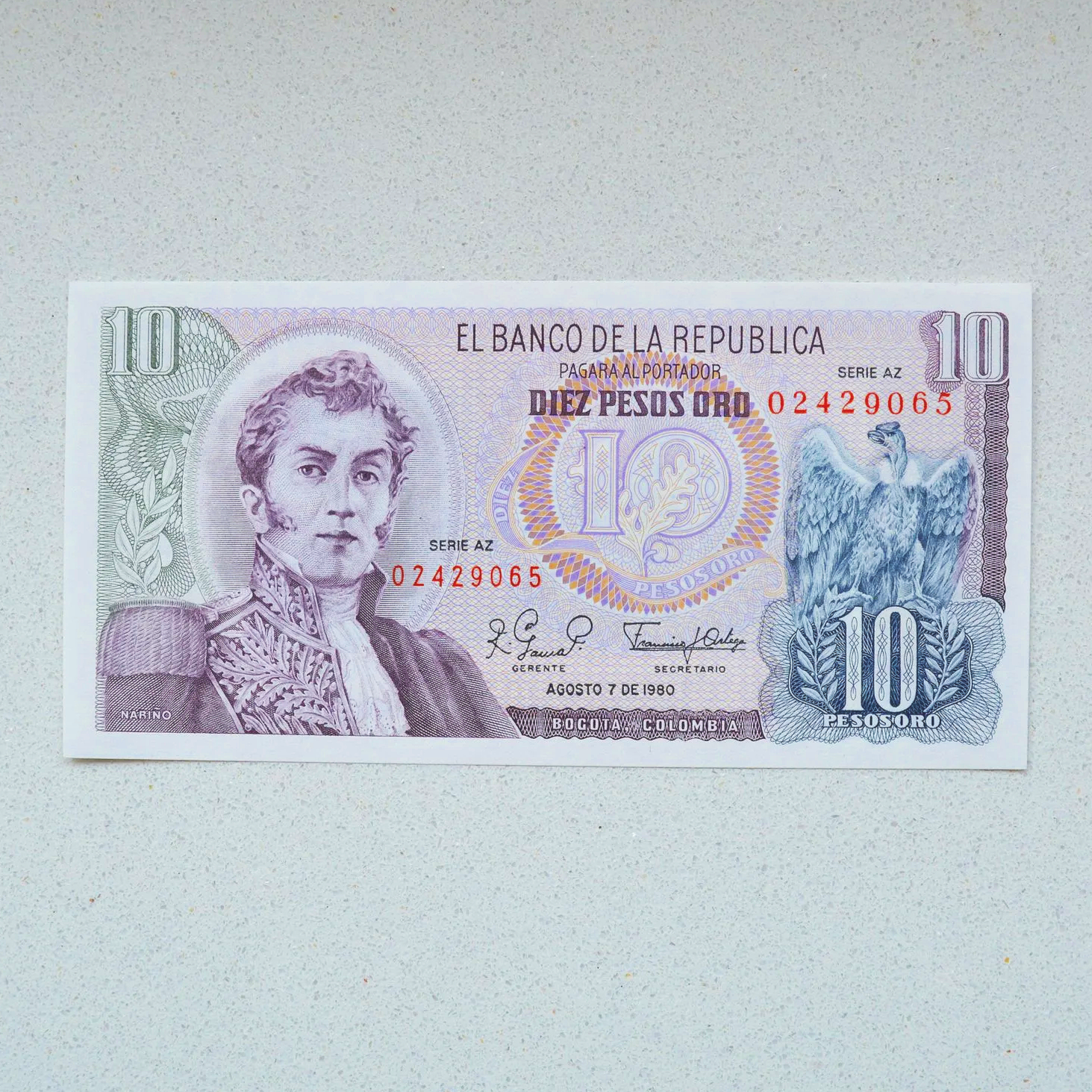 Colombia 1980 10 Pesos - UNC-64+