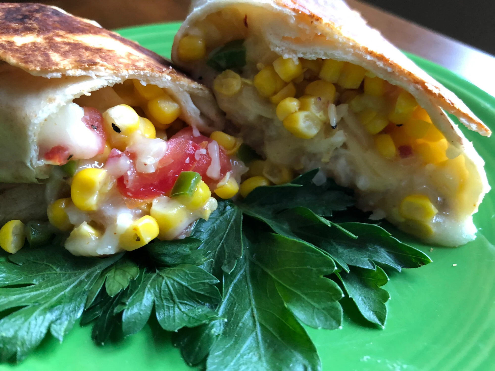 Refried Bean and Corn Salsa Burrito
