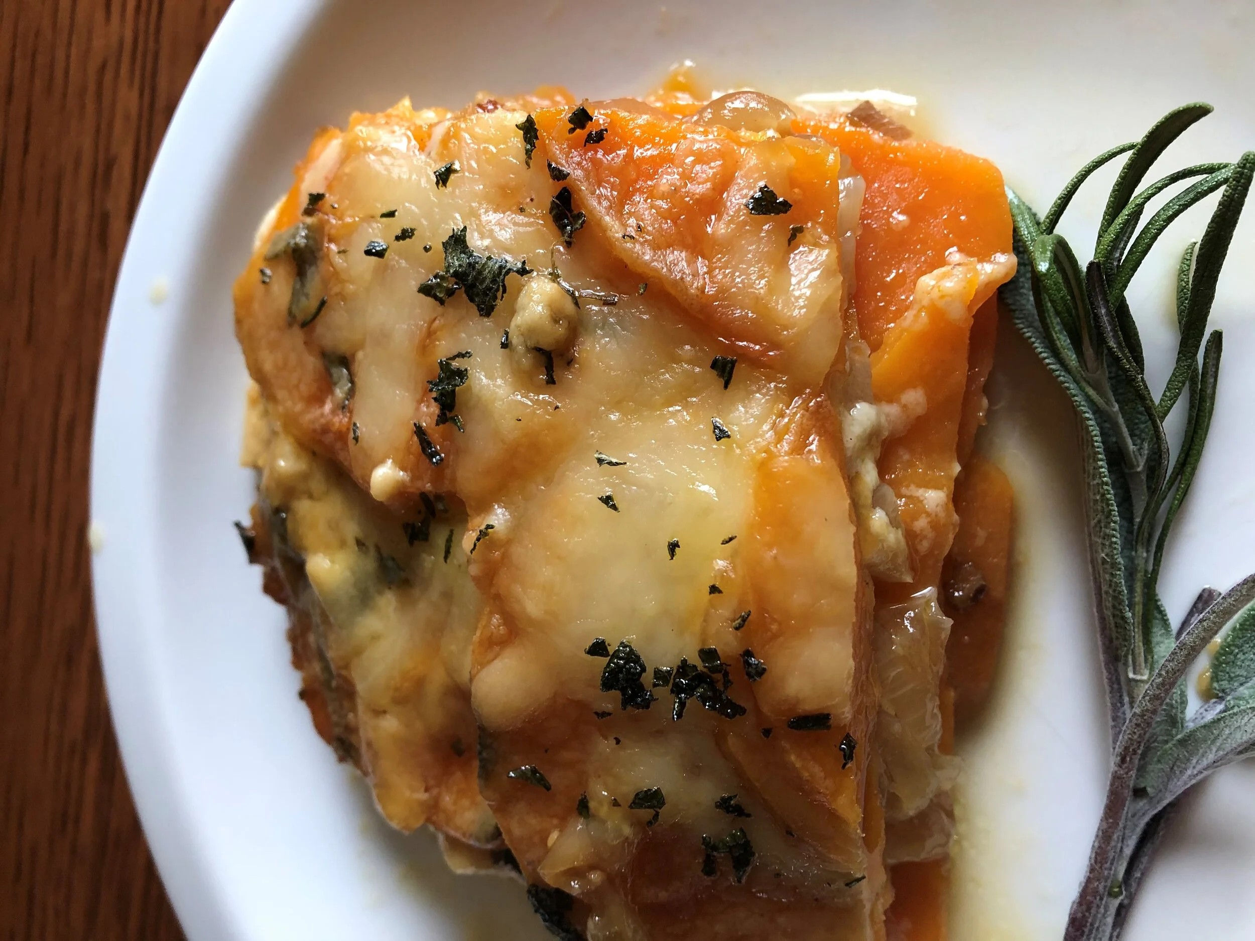 Sweet Potato Au Gratin with Caramelized Onions