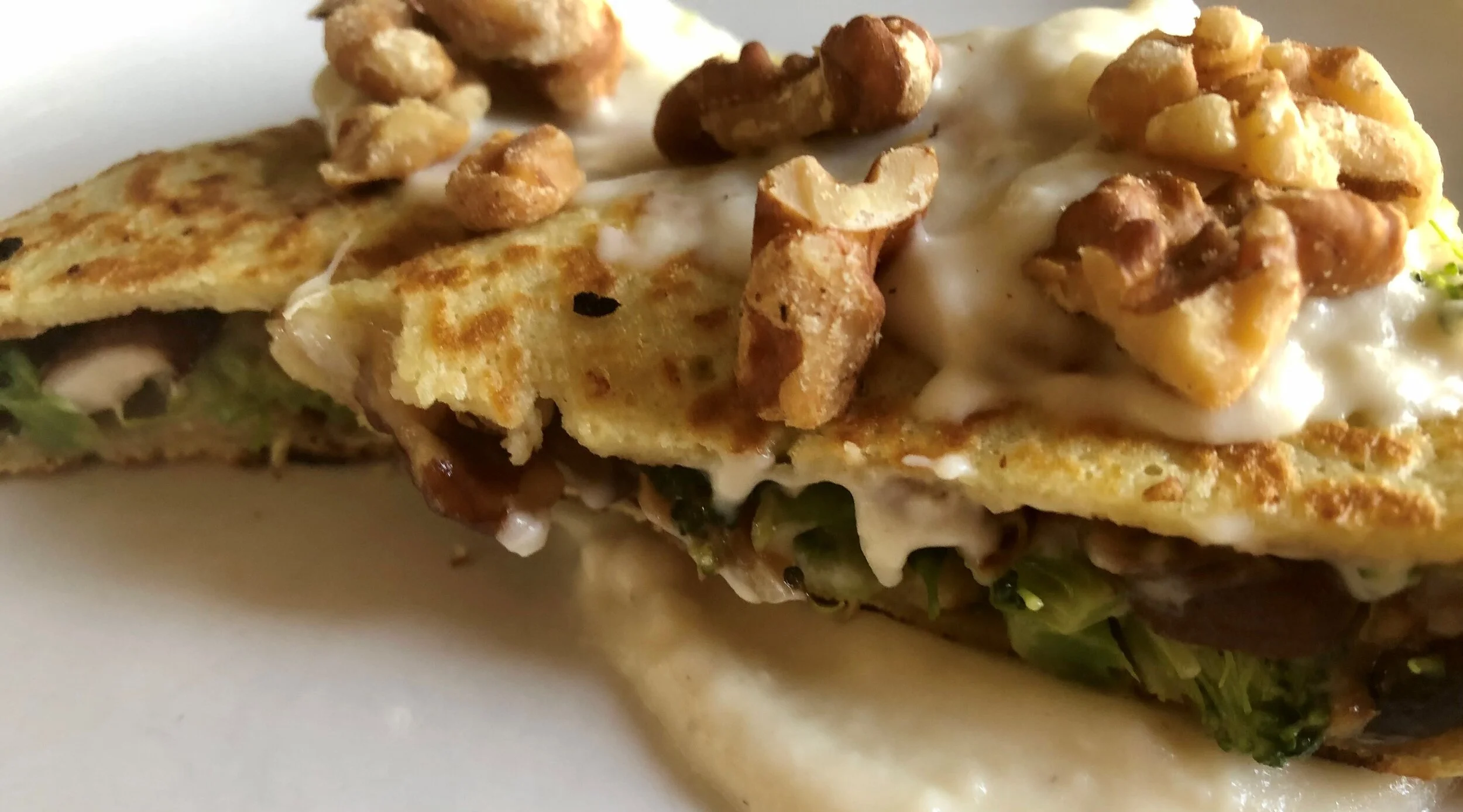 Broccoli Toasted Walnut Crepes