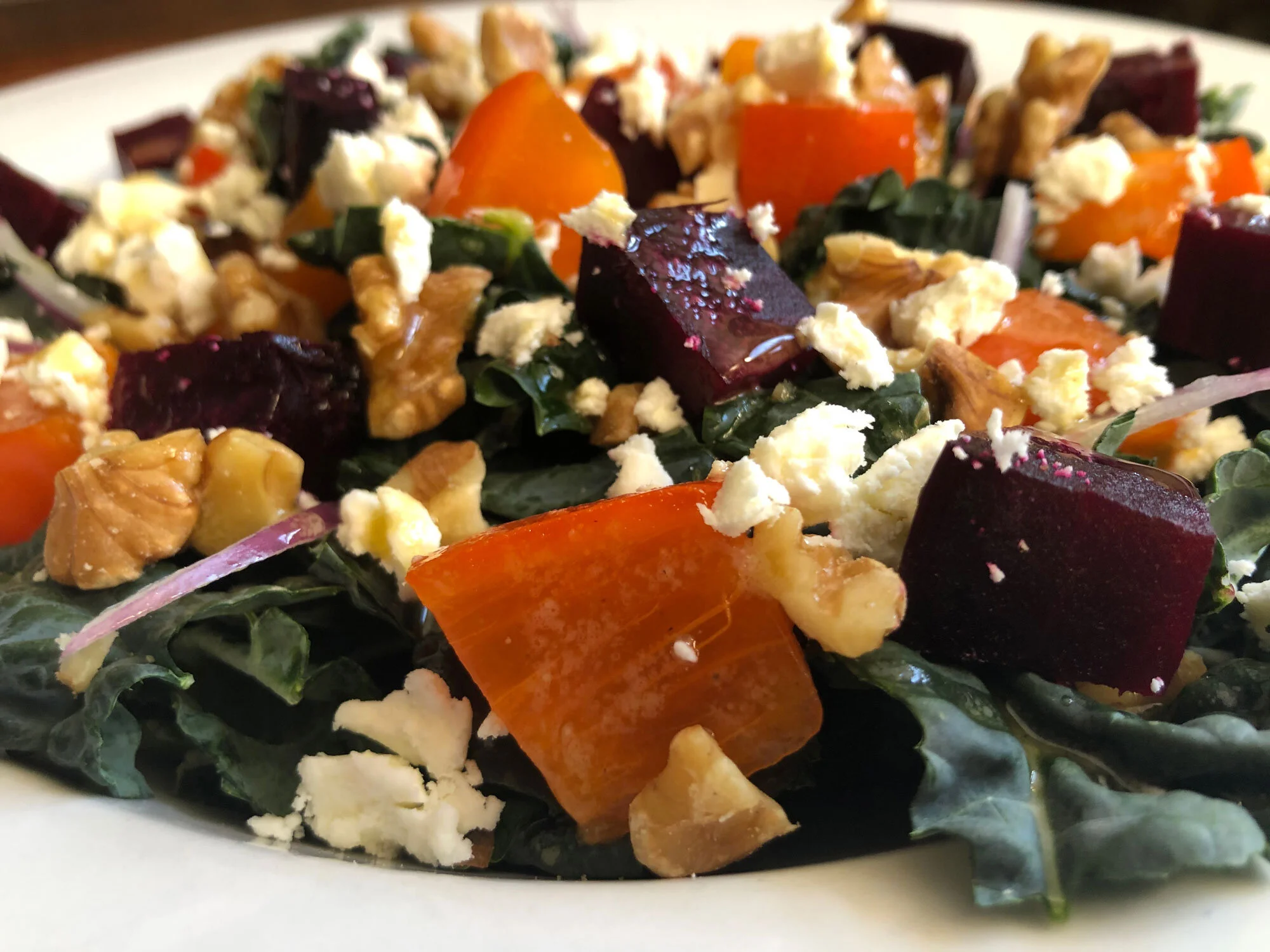 Persimmon &amp; Beet Salad with Maple Dijon Dressing
