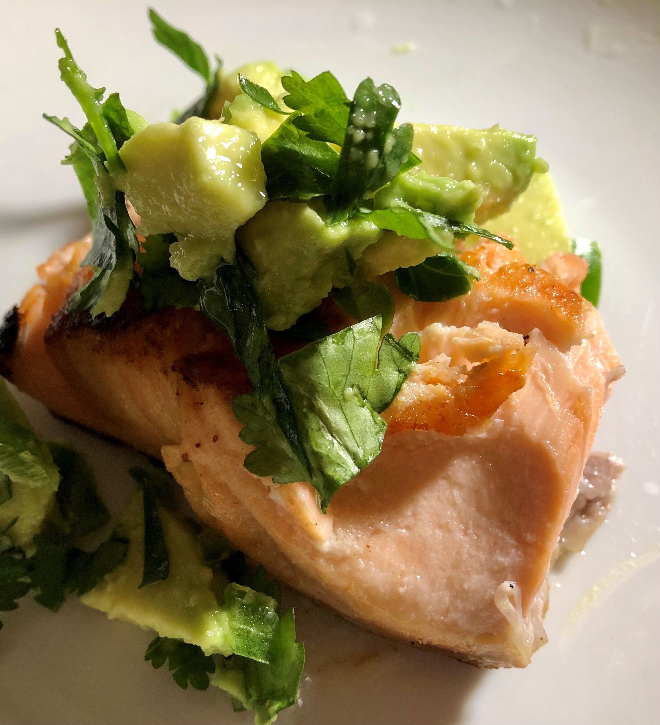 Baked Salmon with Fresh Avocado Salad