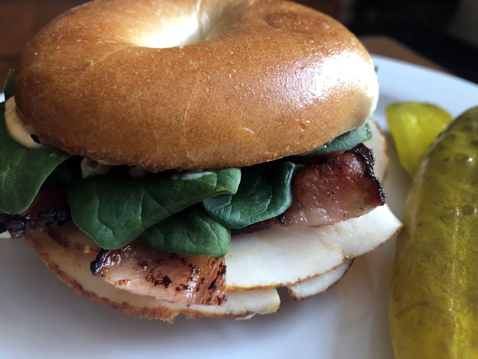 Turkey, Bacon, and Sriracha Mayo Bagel Sandwich