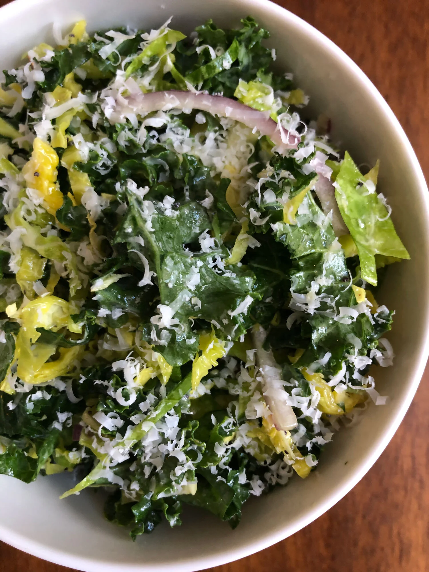Kale and Brussels Salad with Lemon Poppyseed Dressing