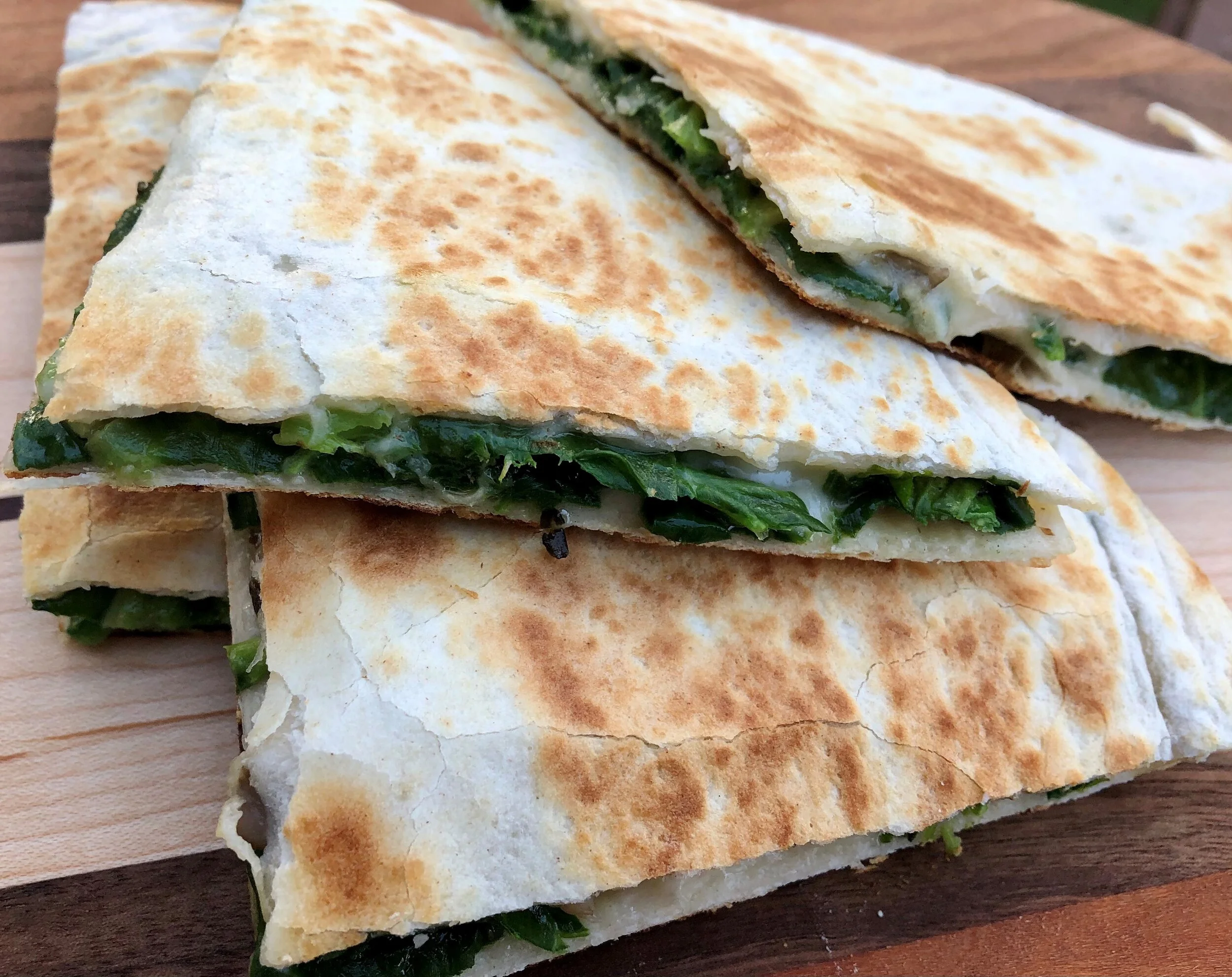 Oyster Mushroom and Spinach Quesadilla